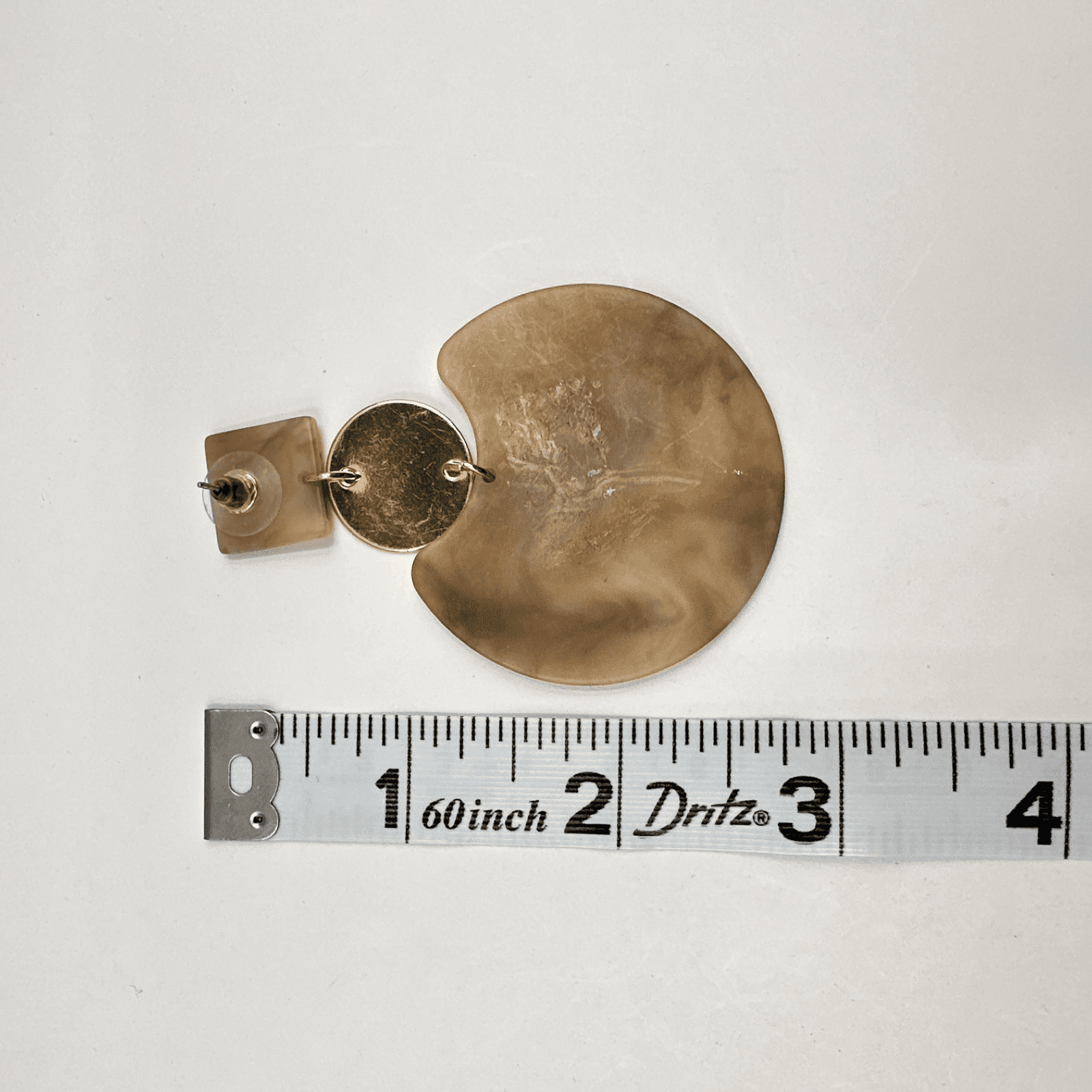 Vintage Y2K Marble Resin Dangle Earrings Gold Tone Geometric Women's Jewelry - Thumbnail 11