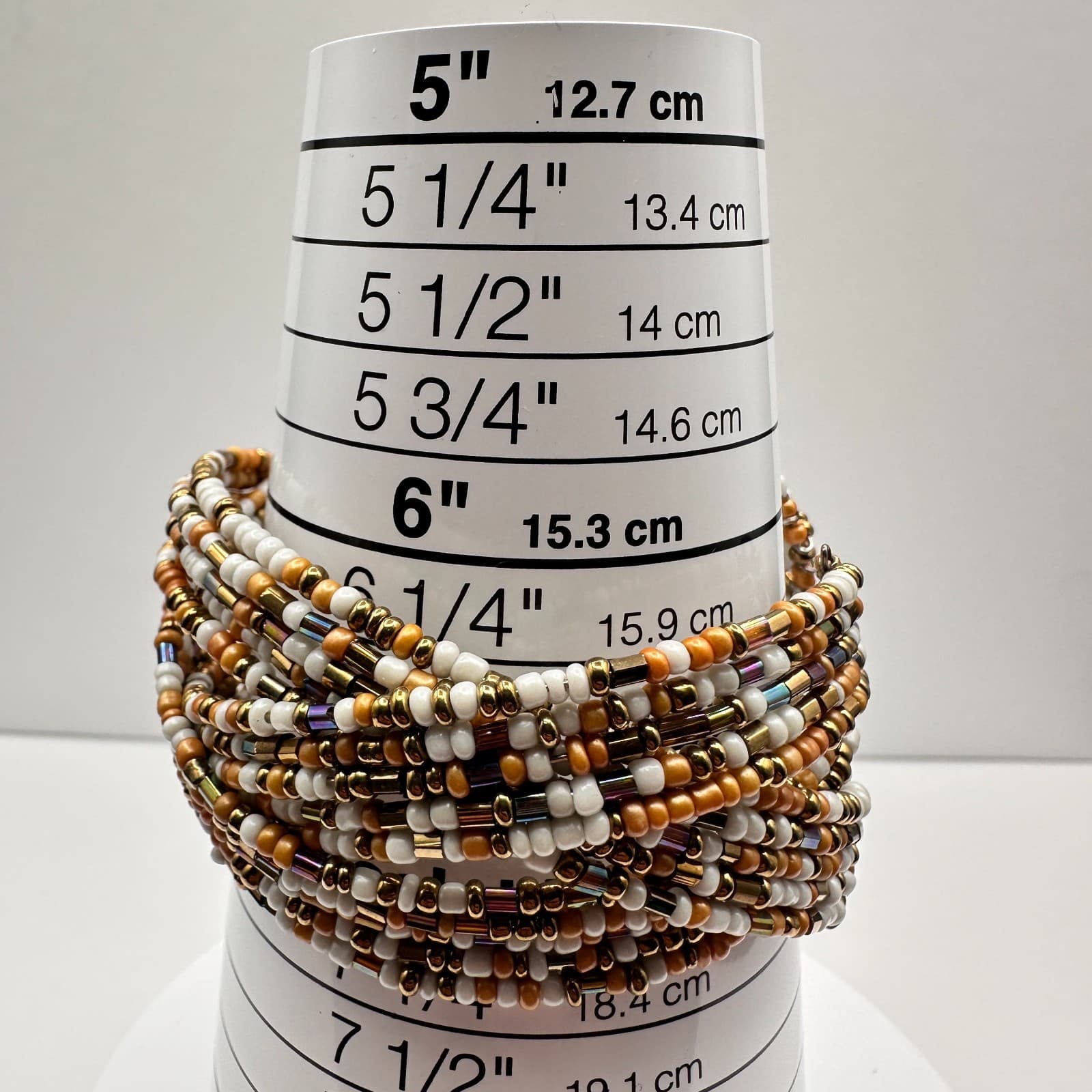 Vintage 90s Multi-Strand Seed Bead Wire Wrap Cuff Bracelet Women's Jewelry - Thumbnail 10