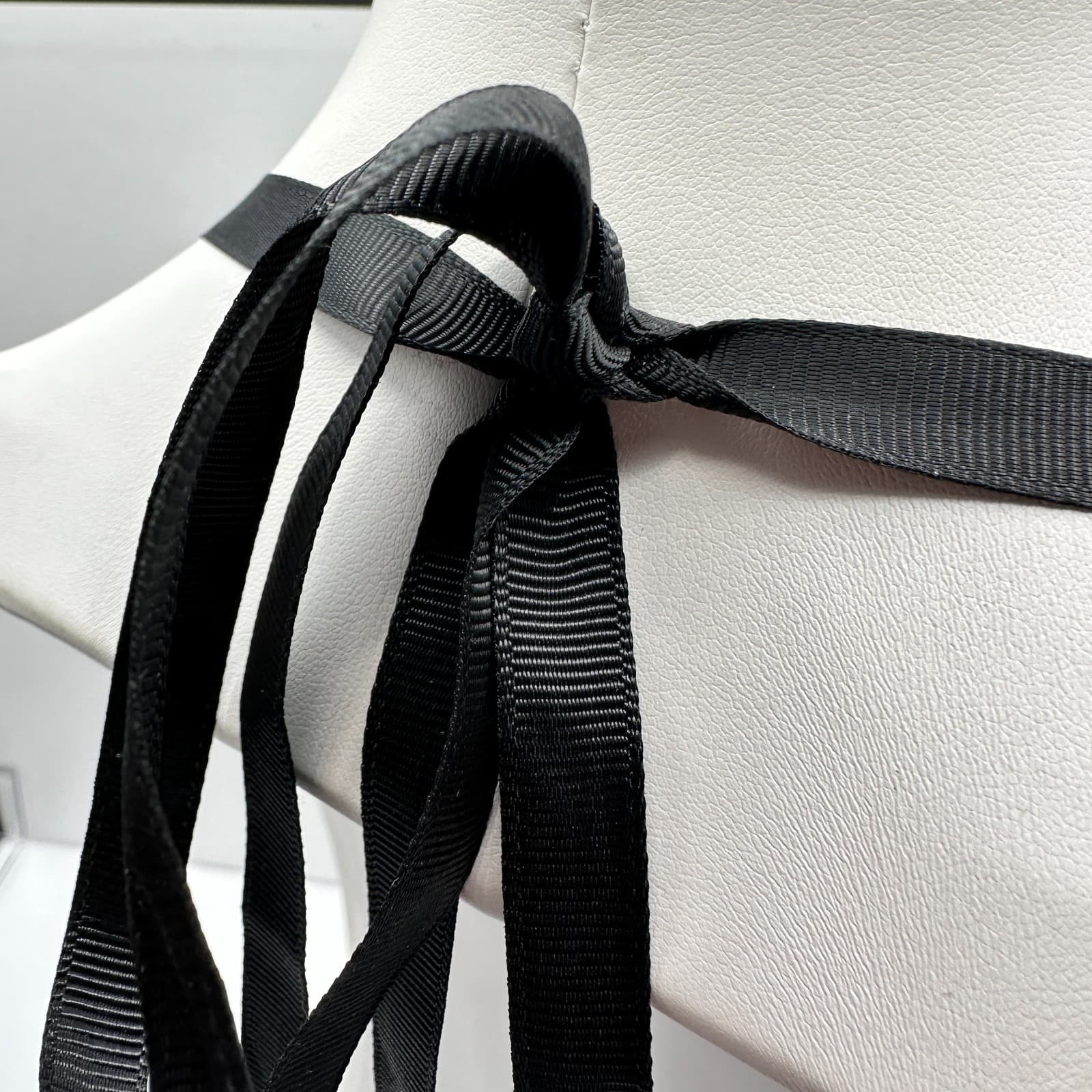 Vintage 90s Statement Bib Necklace Black Lace Ribbon Mixed Stones Womens Jewelry - Thumbnail 9