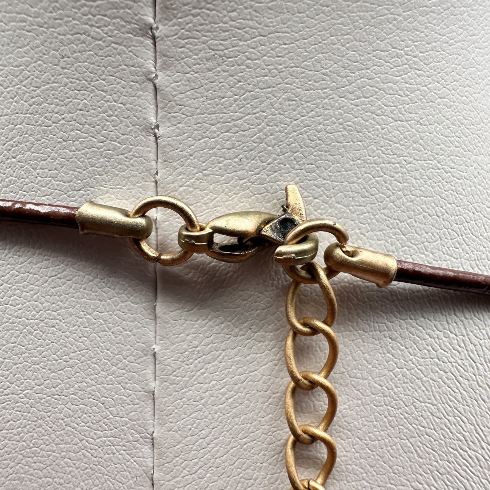 Vintage 90s Jasper Stone Beaded Necklace Gold Tone Open Cross Pendant Jewelry - Thumbnail 10