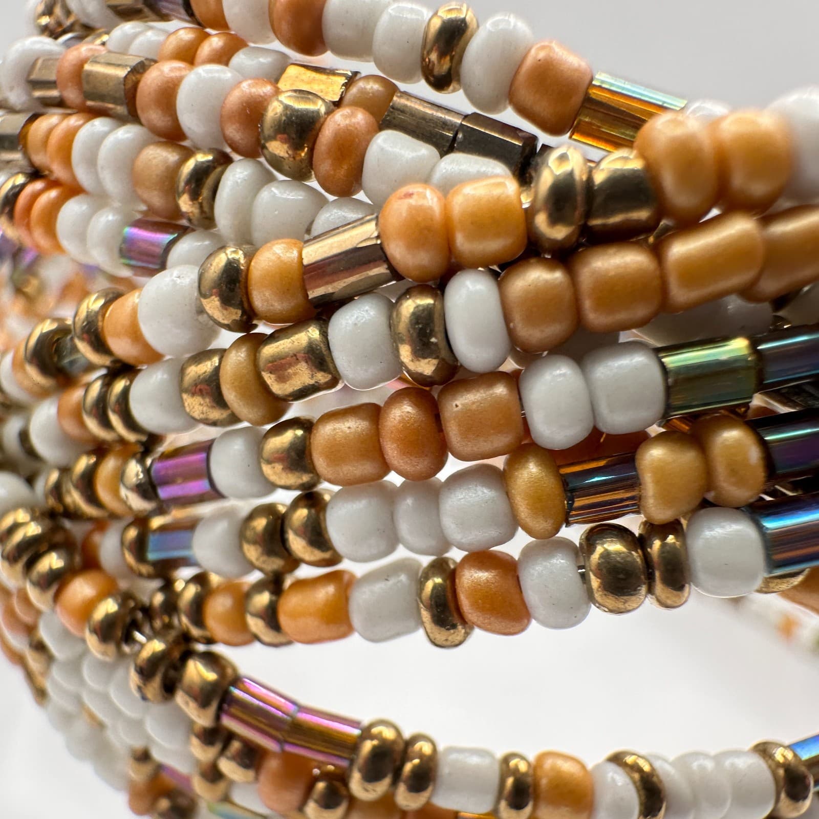 Vintage 90s Multi-Strand Seed Bead Wire Wrap Cuff Bracelet Women's Jewelry - Thumbnail 4