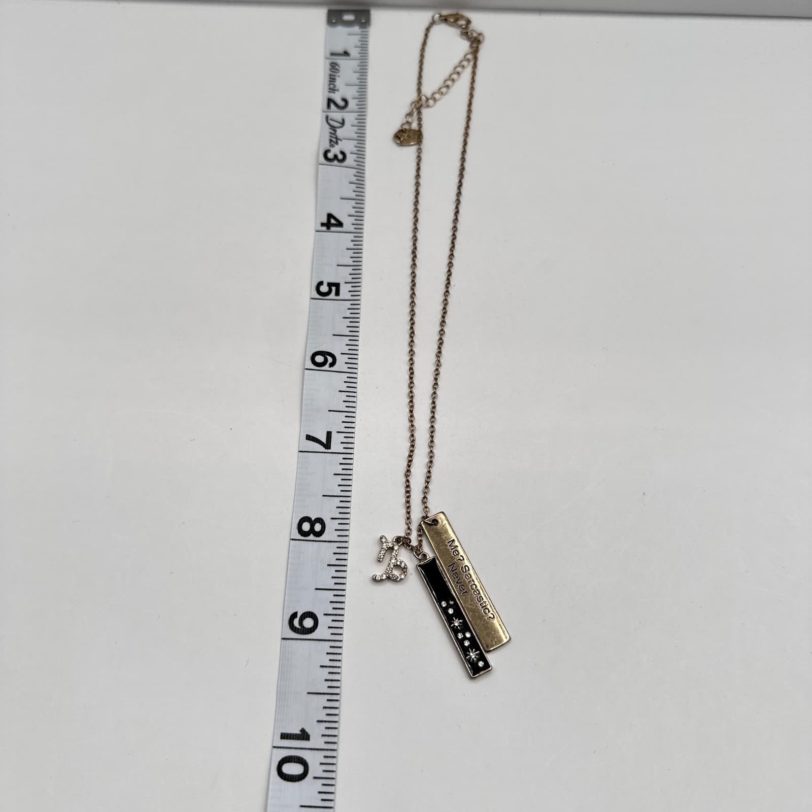 Vintage 80s 90s Gold Tone Novelty Tag Me? Sarcastic? Never Necklace Jewelry - Thumbnail 9