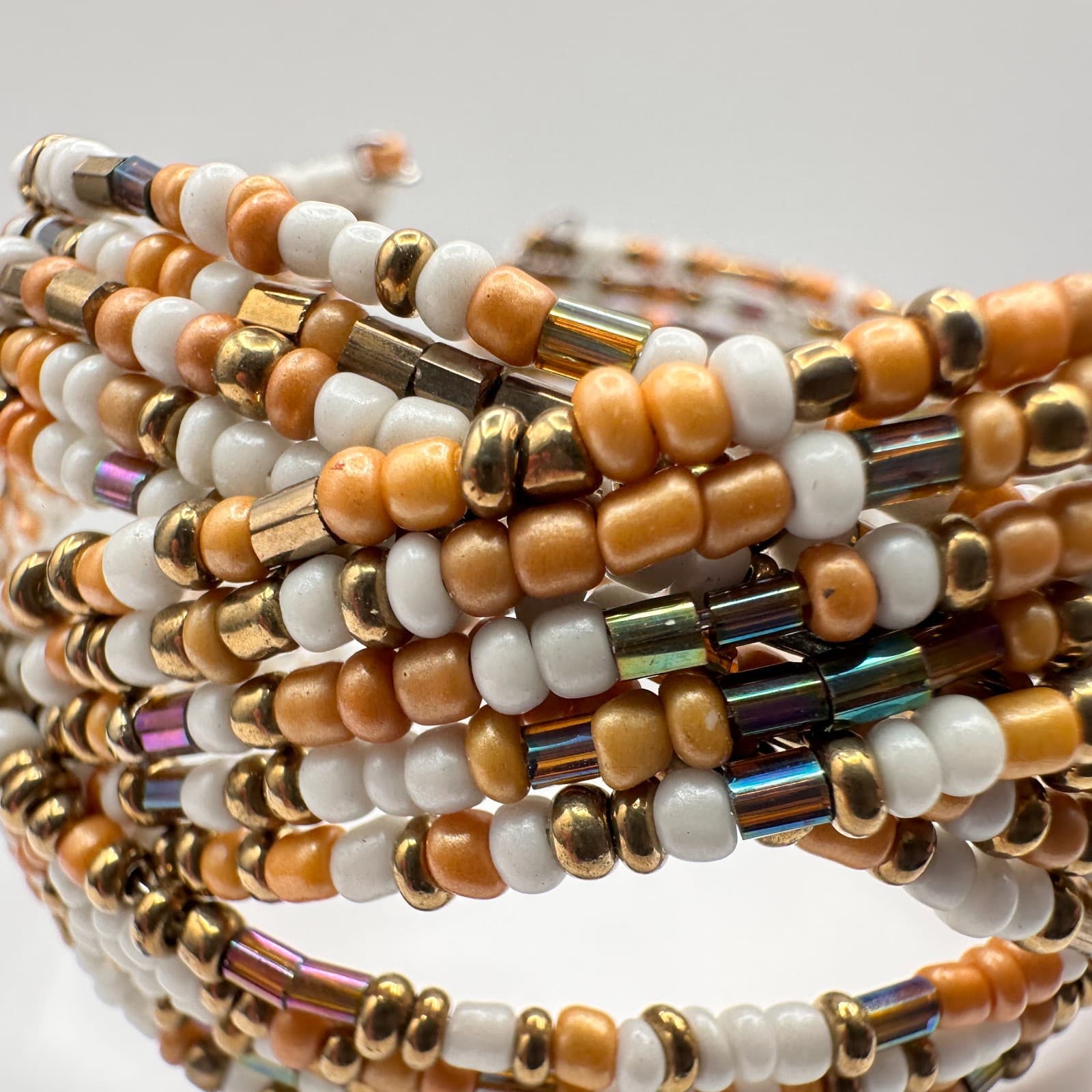 Vintage 90s Multi-Strand Seed Bead Wire Wrap Cuff Bracelet Women's Jewelry - Thumbnail 3