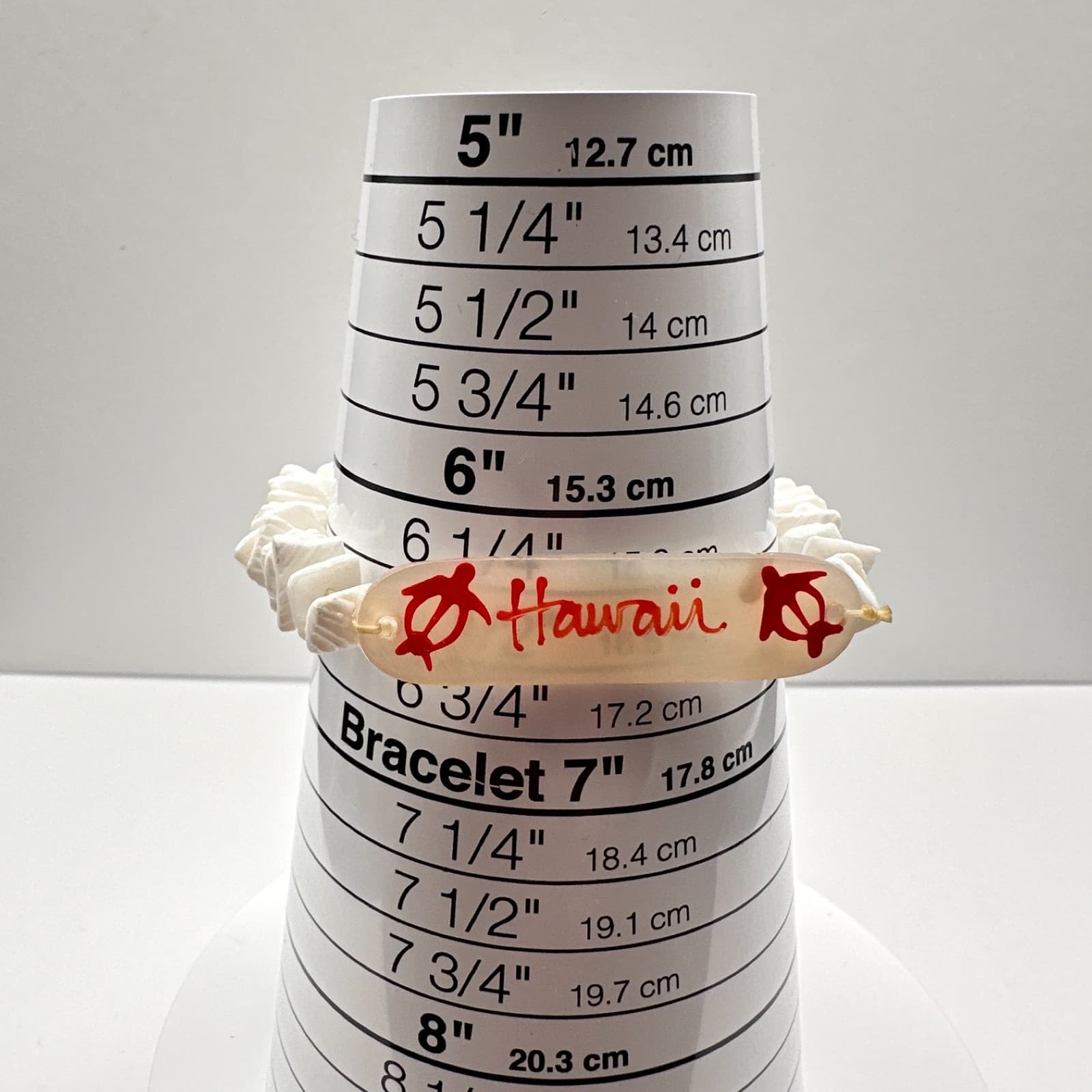 Vintage 90s Hawaii Shell Heishe Bead Stretch Bracelet White Red Sea Turtle Honu - Thumbnail 11