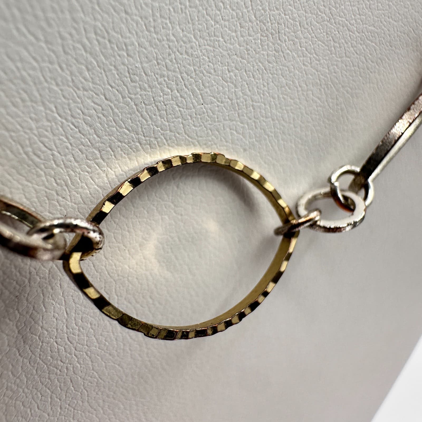 Vintage 90s Two Tone Linked Oval Station Chain Necklace Lobster Women's Jewelry - Thumbnail 7