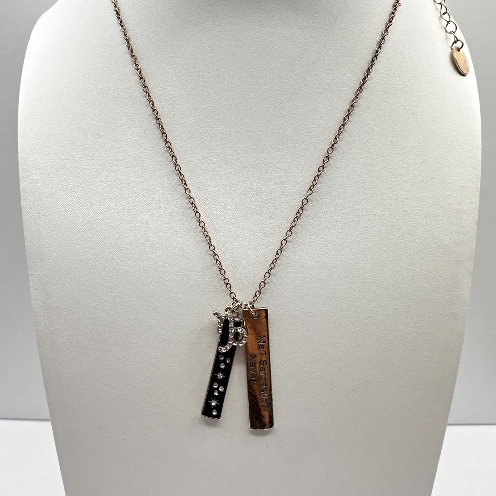 Vintage 80s 90s Gold Tone Novelty Tag Me? Sarcastic? Never Necklace Jewelry - Thumbnail 7