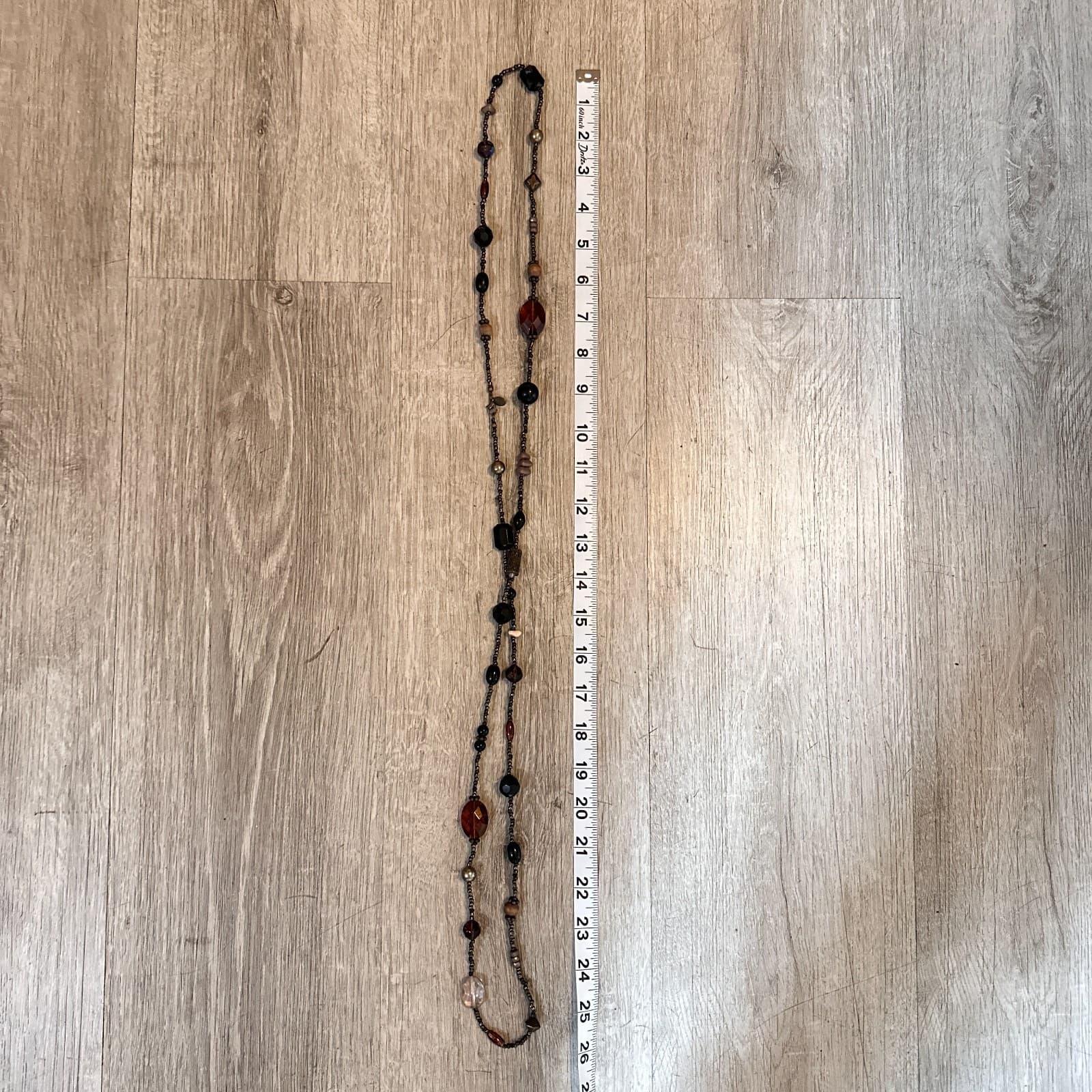 Vintage 90s Multi Strand Beaded Statement Earth Tone Necklace Women's Jewelry - Thumbnail 13