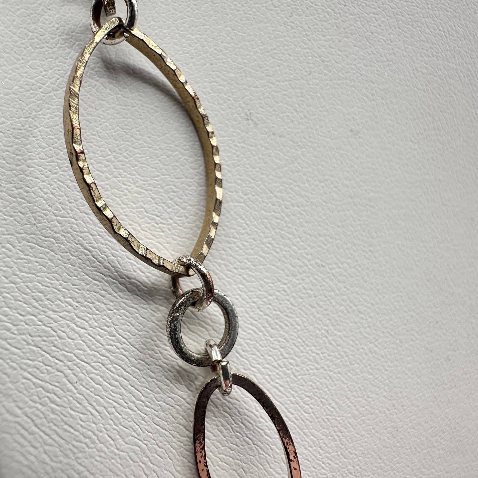 Vintage 90s Two Tone Linked Oval Station Chain Necklace Lobster Women's Jewelry - Thumbnail 5