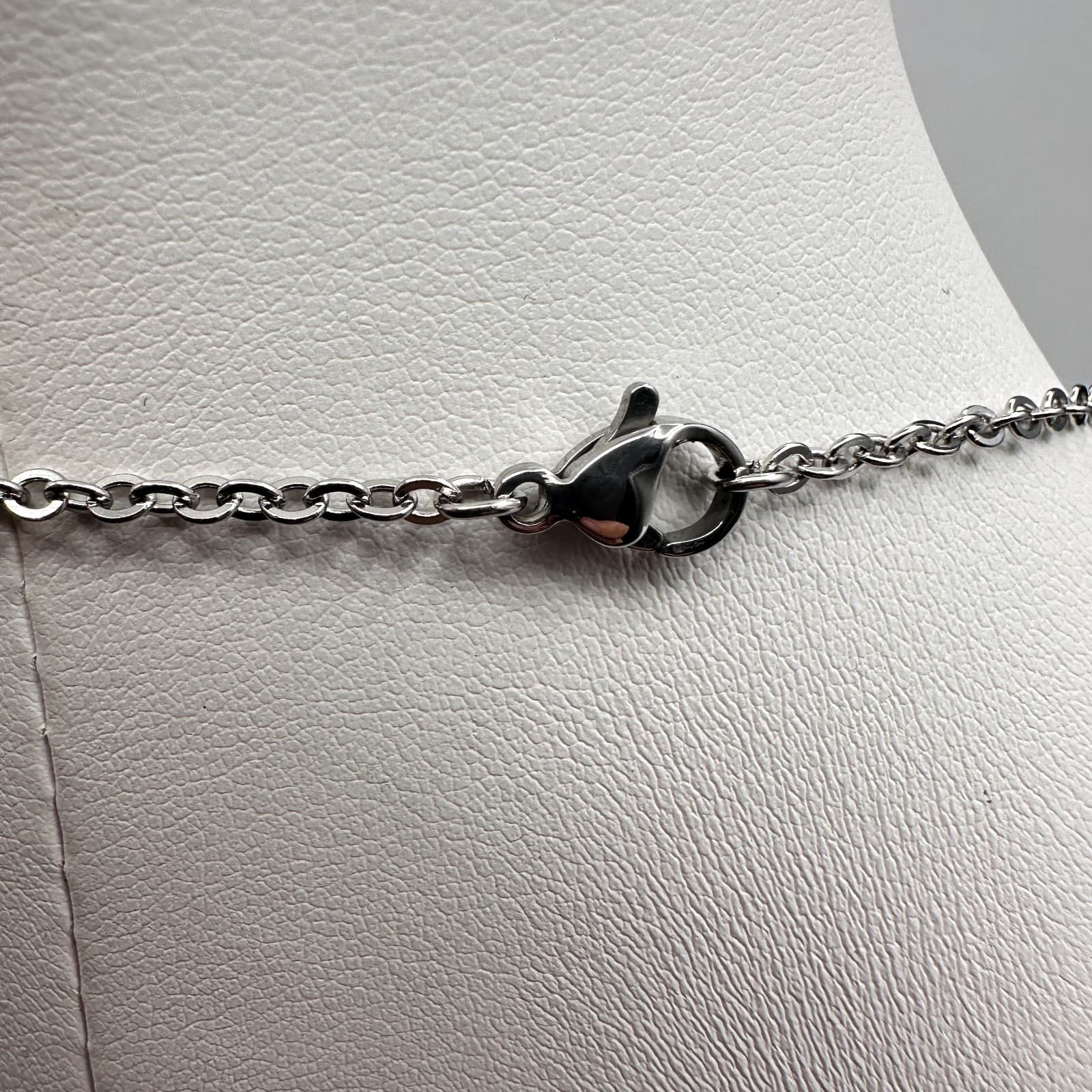 Vintage 90s Silver Tone Floating Locket Necklace Rope Twist Clear Glass Charm - Thumbnail 7