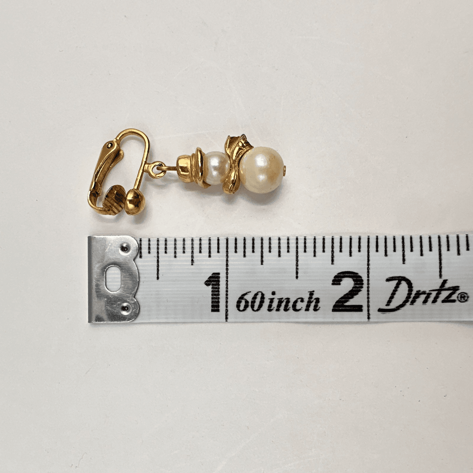 Vintage 90s Faux Pearl Snowman Dangle Earrings Gold Tone Clip On Women's Jewelry - Thumbnail 7