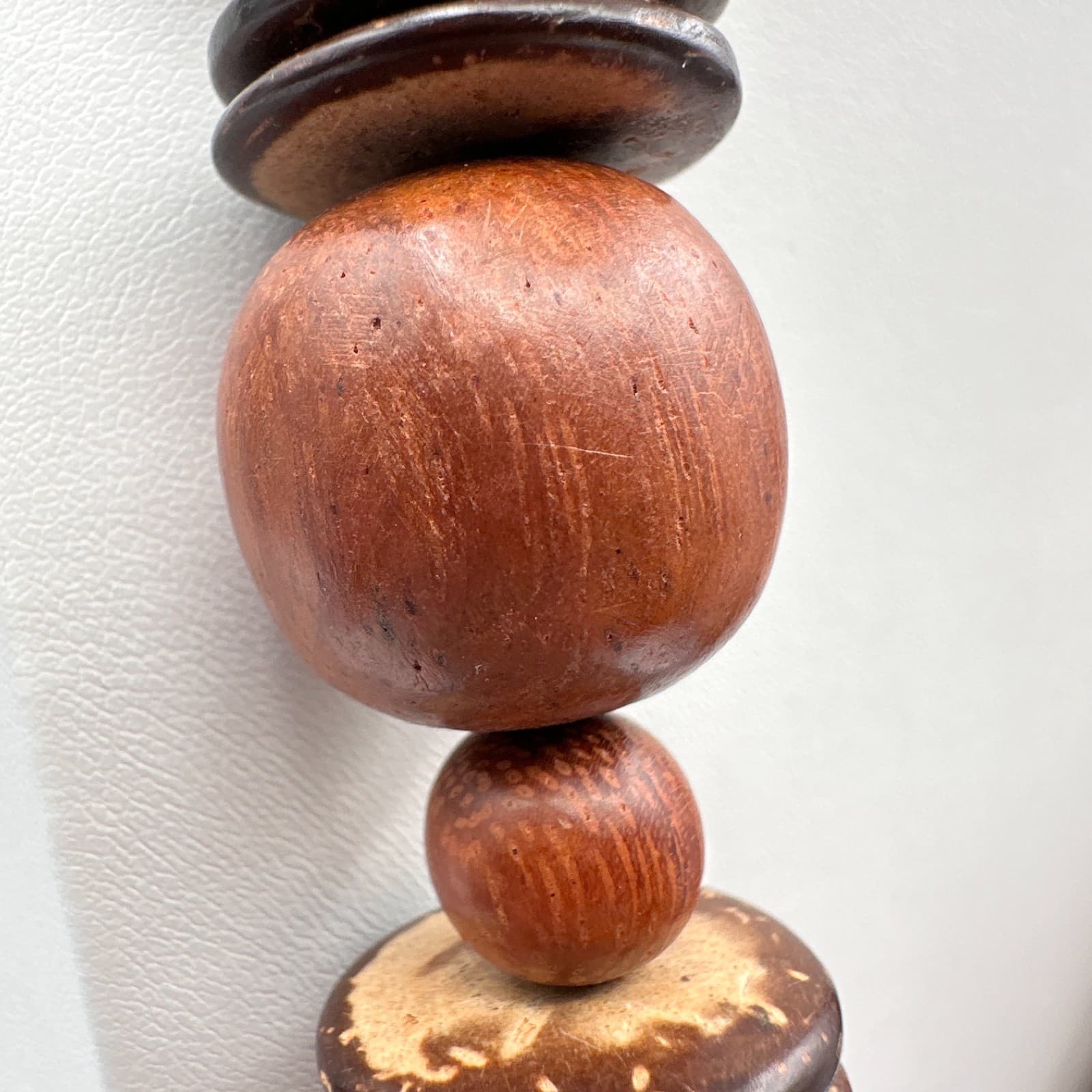 Vintage 90s Coconut Shell Wood Bead Necklace Chunky Boho Statement Jewelry - Thumbnail 5