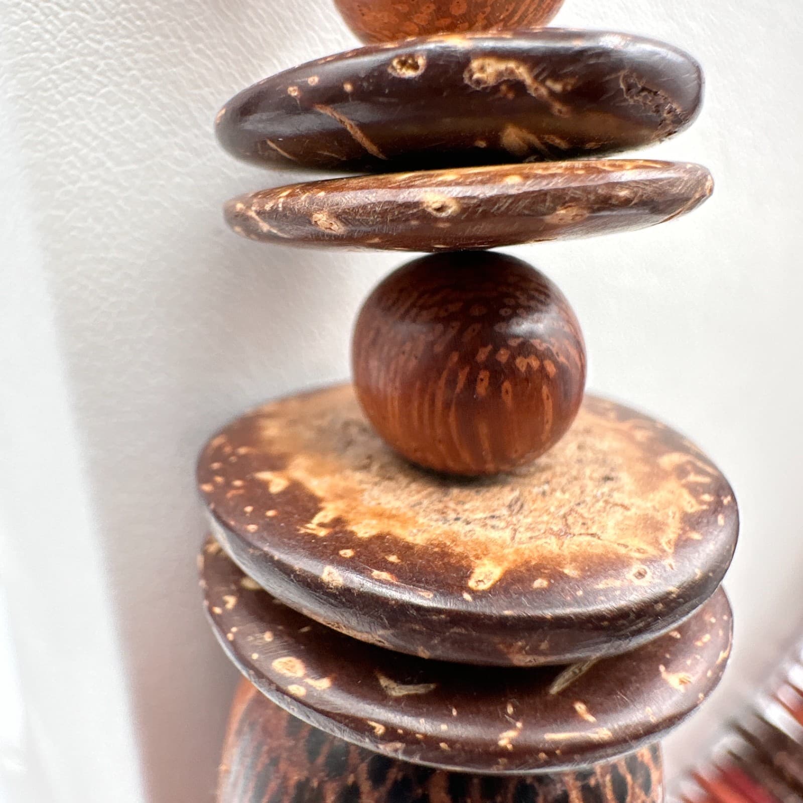 Vintage 90s Coconut Shell Wood Bead Necklace Chunky Boho Statement Jewelry - Thumbnail 6