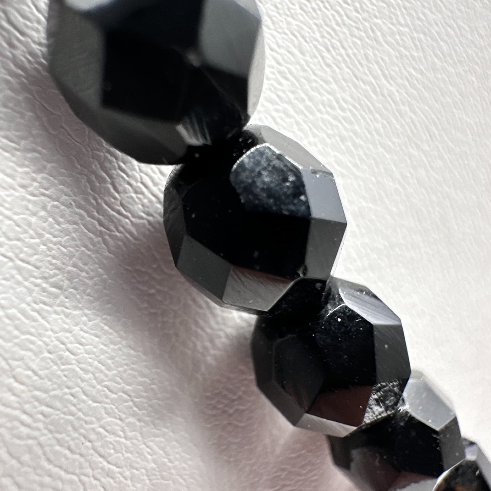 Vintage 90s Black Onyx Faceted Bead Necklace Statement Women's Classic Jewelry - Thumbnail 6