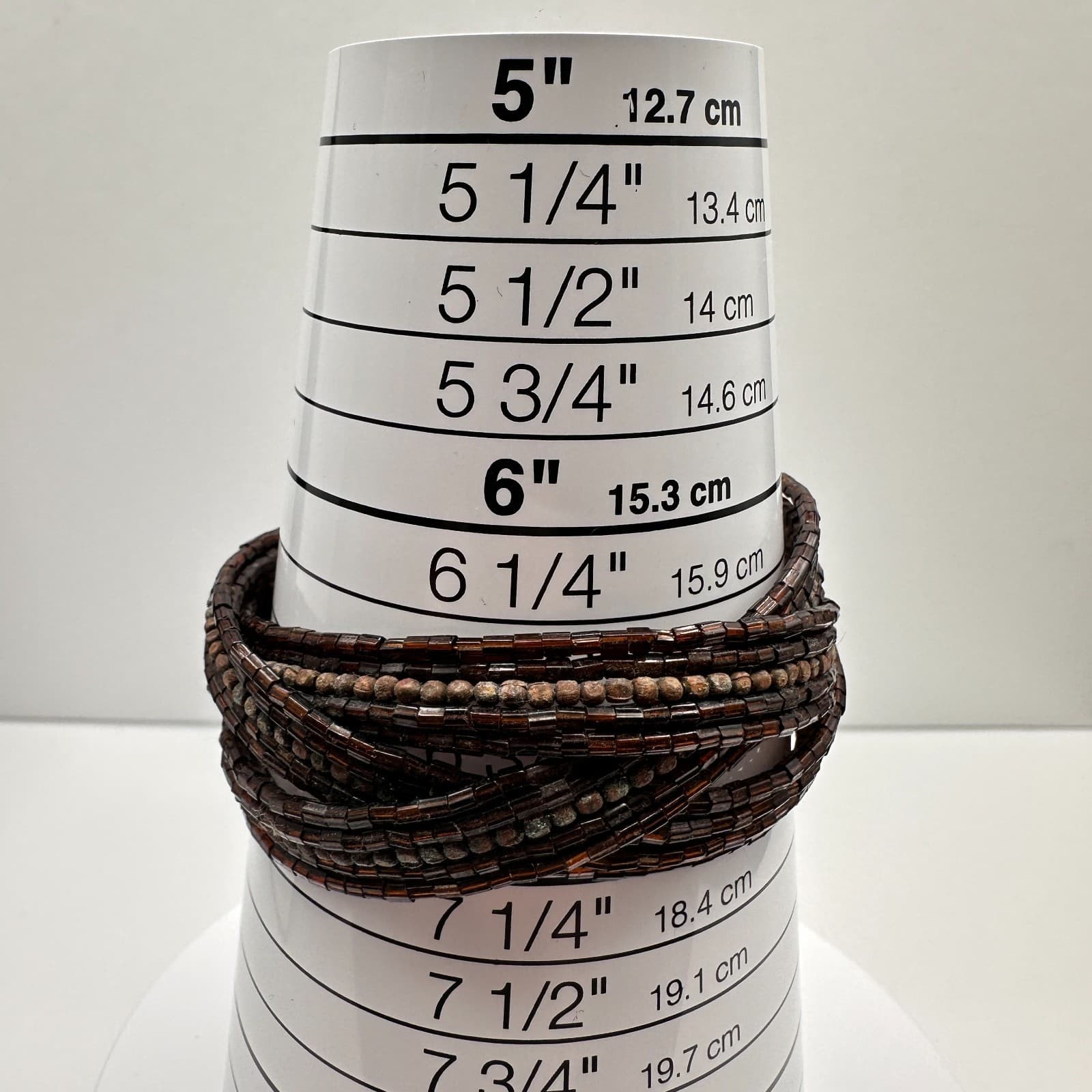 Vintage 90s Beaded Multi-Strand Cuff Bracelet Brown Seed Beads Boho Jewelry - Thumbnail 9