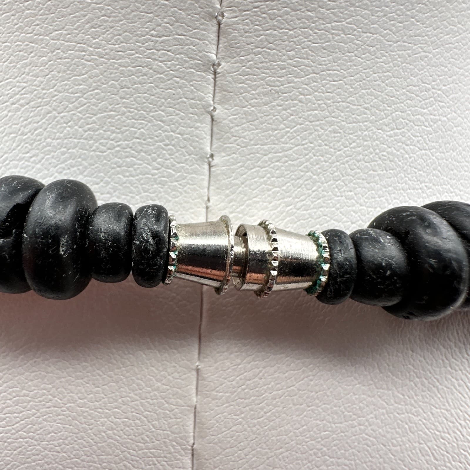 Vintage 90s Boho Chunky Wood Statement Necklace Geometric Beaded Ethnic Jewelry - Thumbnail 9