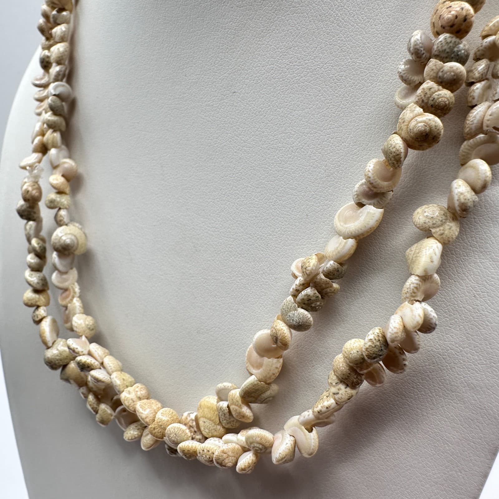 Vintage 90s Puka Shell Double Strand Necklace Beach Nautical Statement Jewelry - Thumbnail 7