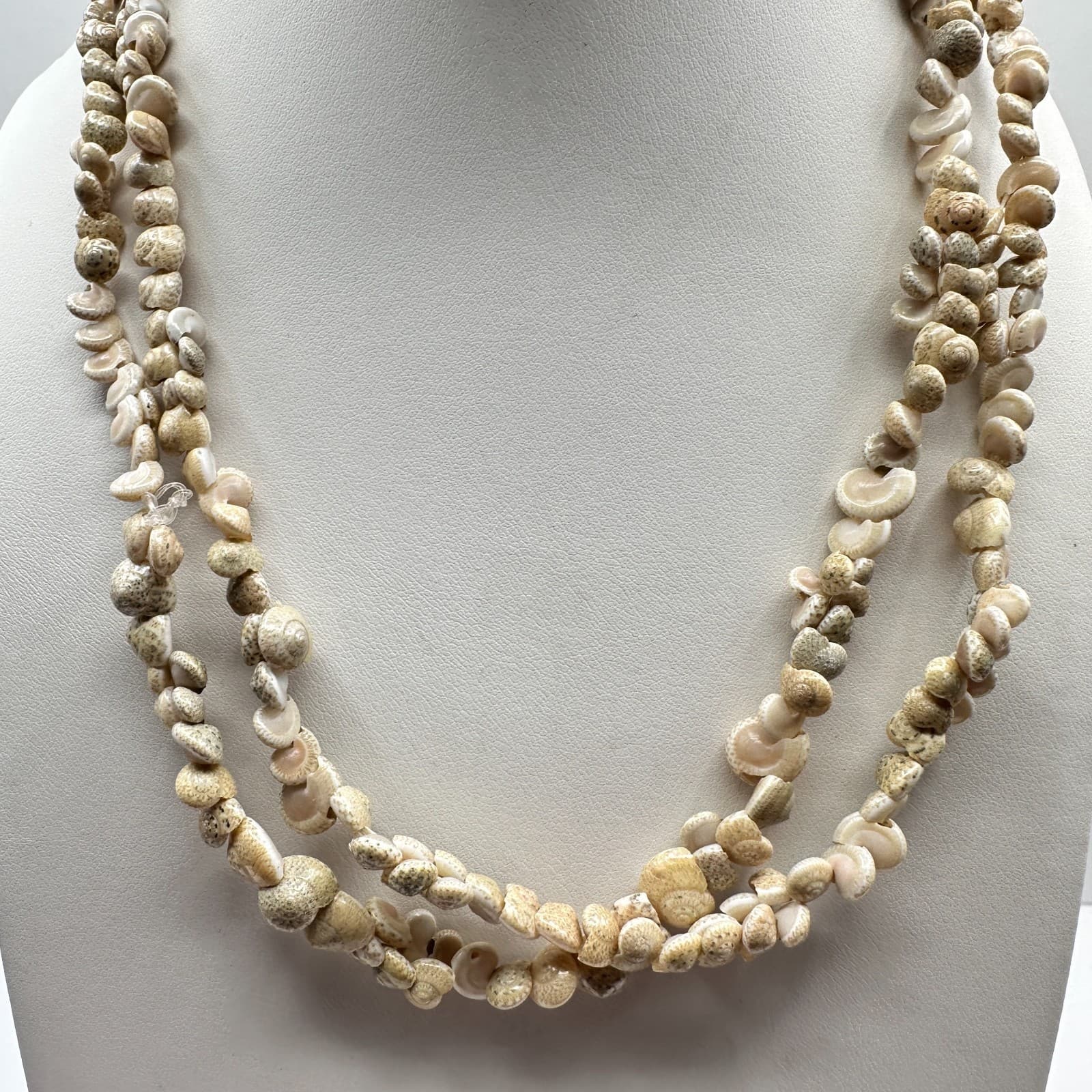 Vintage 90s Puka Shell Double Strand Necklace Beach Nautical Statement Jewelry - Thumbnail 8