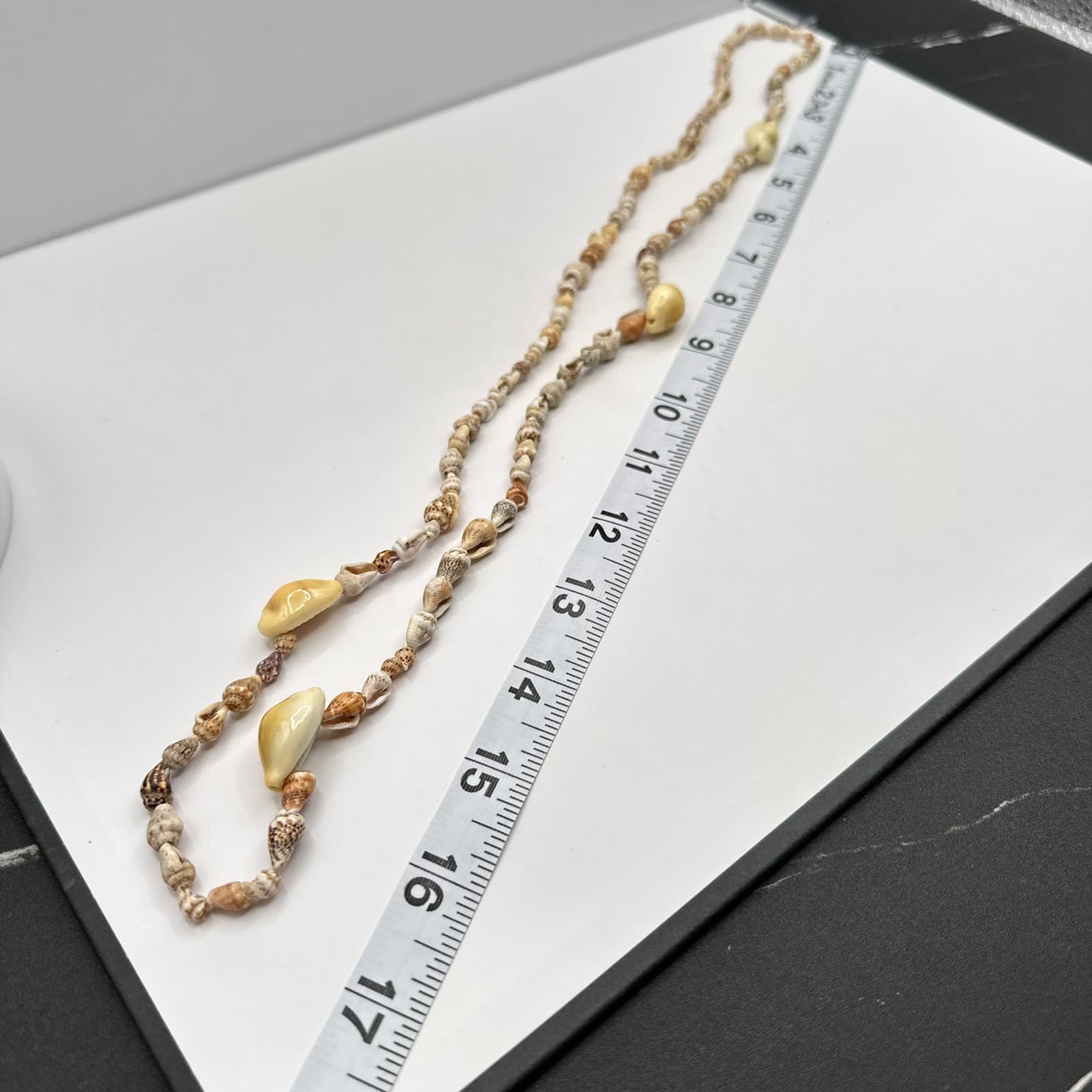 Vintage 90s Cowrie Sea Shell Double Strand Necklace Boho Beach Nautical Jewelry - Thumbnail 9