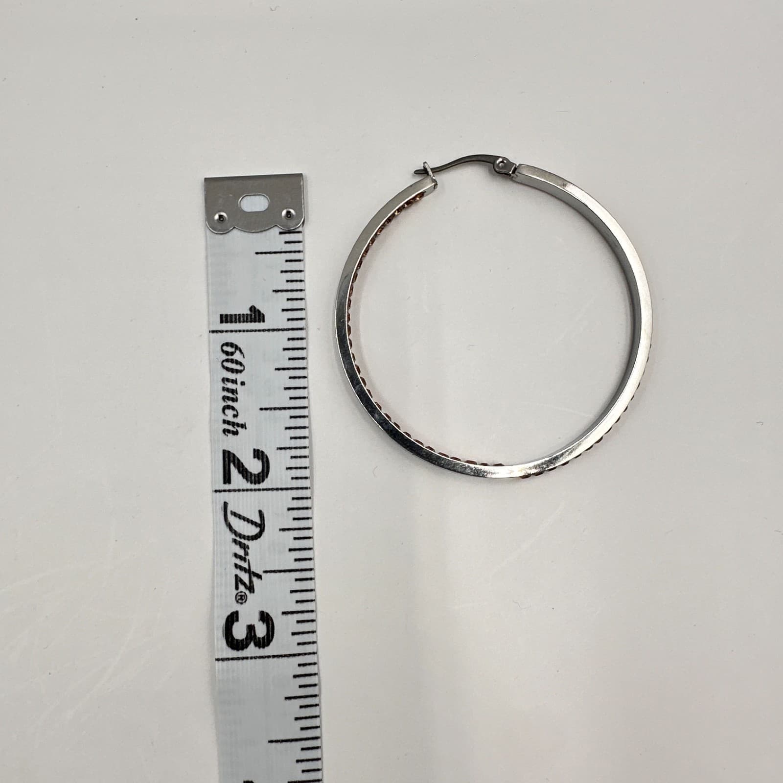 Vintage 90s Silver Tone Champagne Glass Large Hoop Earrings Fashion Jewelry - Thumbnail 10