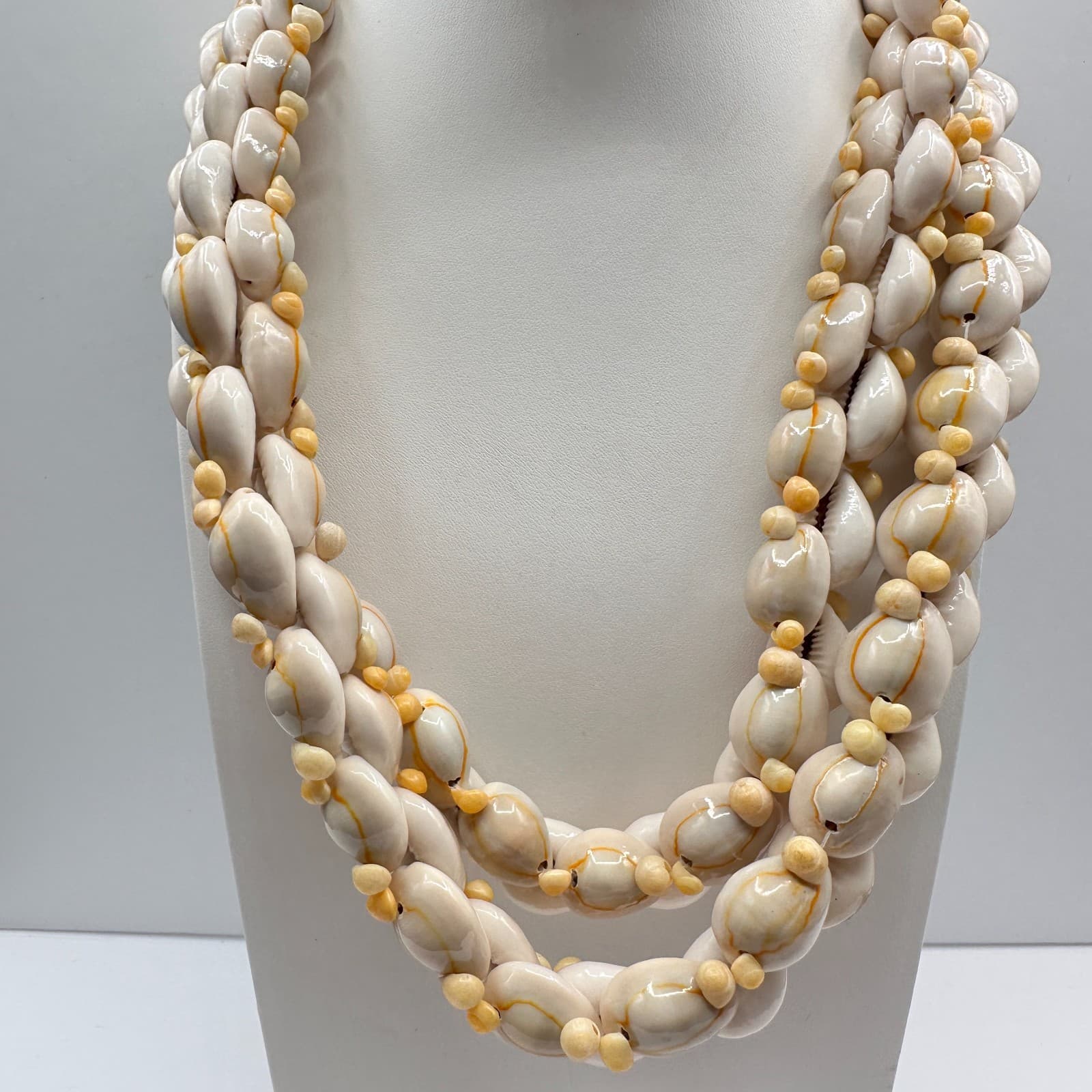 Vintage 90s Multi-Strand Cowrie Shell Necklace Boho Beach Classic Womens Jewelry - Image 1