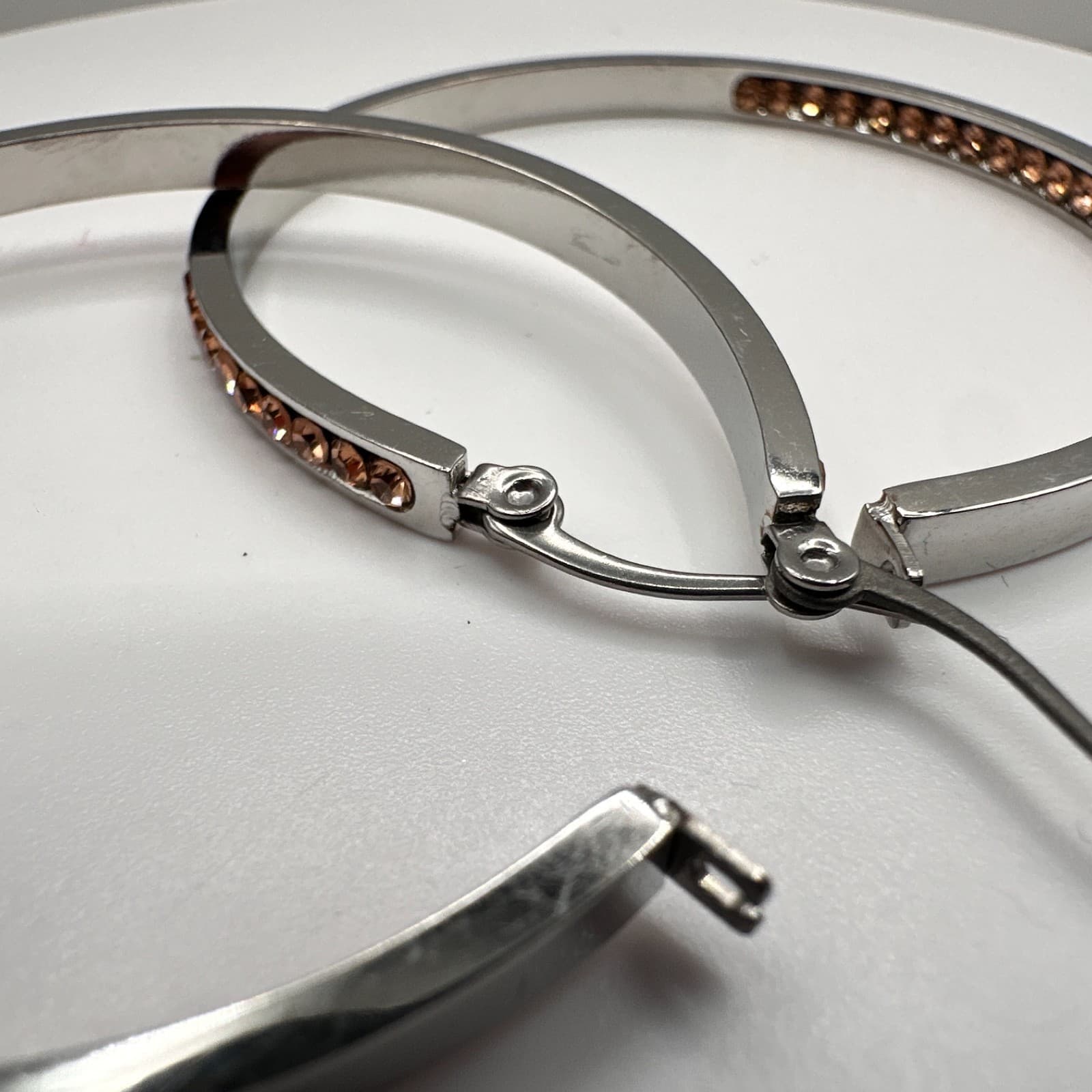 Vintage 90s Silver Tone Champagne Glass Large Hoop Earrings Fashion Jewelry - Thumbnail 8