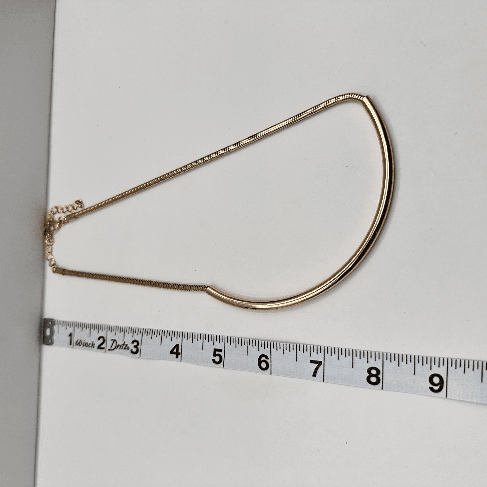 Vintage 90s Gold Tone Omega Slide Necklace Minimalist Collar Statement Jewelry - Thumbnail 7