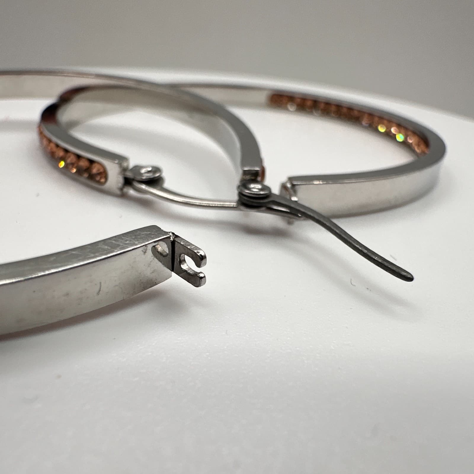 Vintage 90s Silver Tone Champagne Glass Large Hoop Earrings Fashion Jewelry - Thumbnail 7