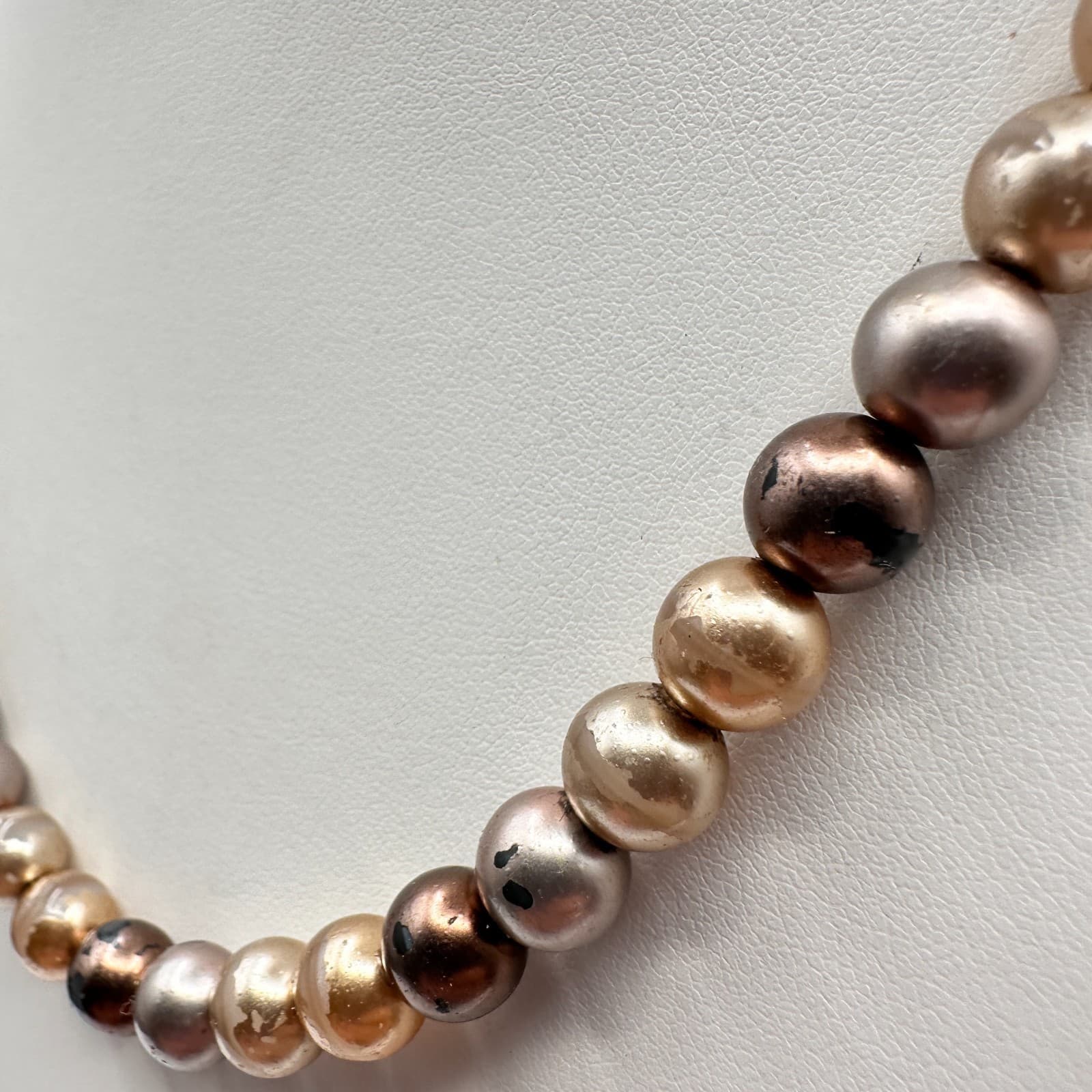 Vintage 90s Earth Tone Faux Pearl Strand Necklace Boho Classic Women's Jewelry - Thumbnail 8
