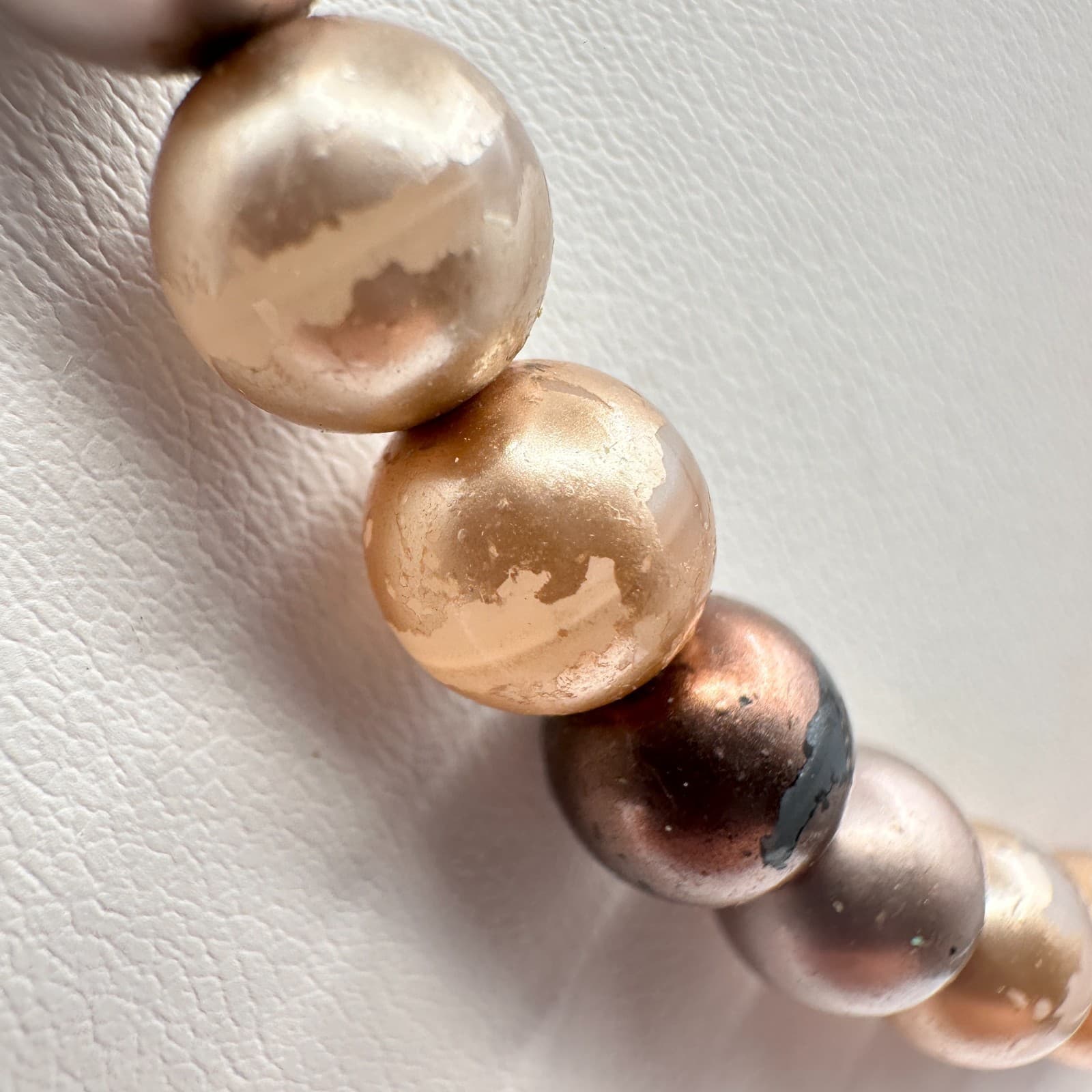 Vintage 90s Earth Tone Faux Pearl Strand Necklace Boho Classic Women's Jewelry - Thumbnail 5
