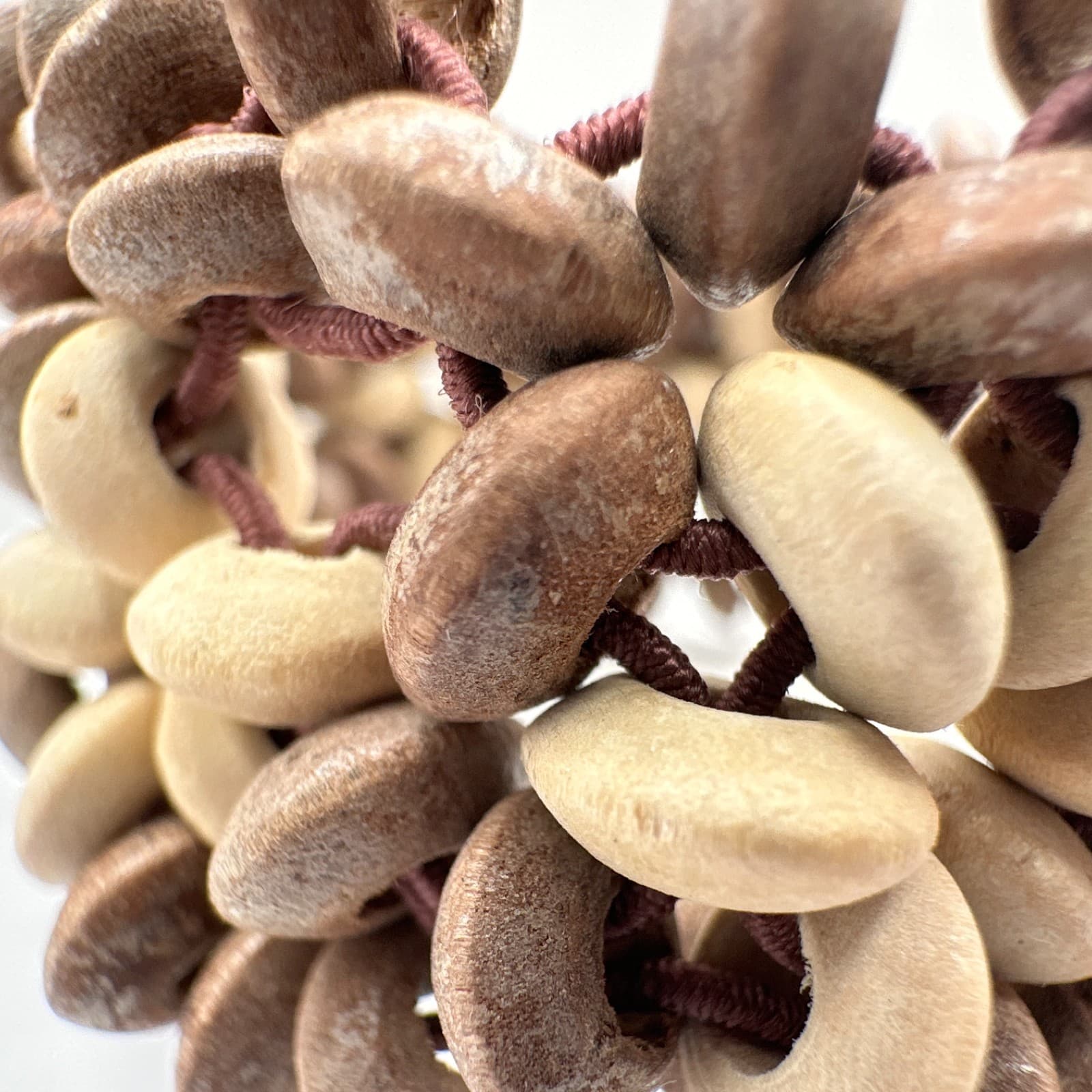 Vintage 90s Wood Bead Stretch Bracelet Floral Natural Style Boho Women's Jewelry - Thumbnail 6