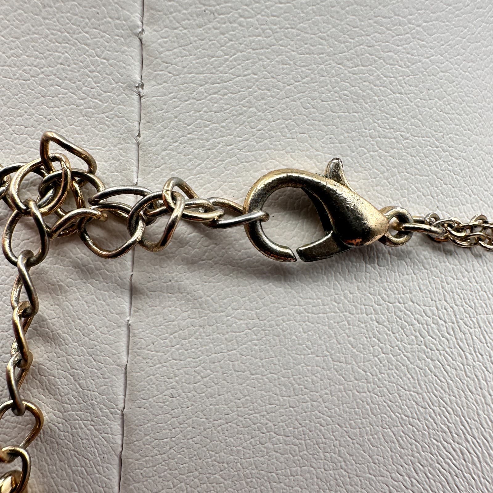 Vintage 90s Double Stand Gold Tone Cabochon Stone Necklace Retro Women's Jewelry - Thumbnail 3