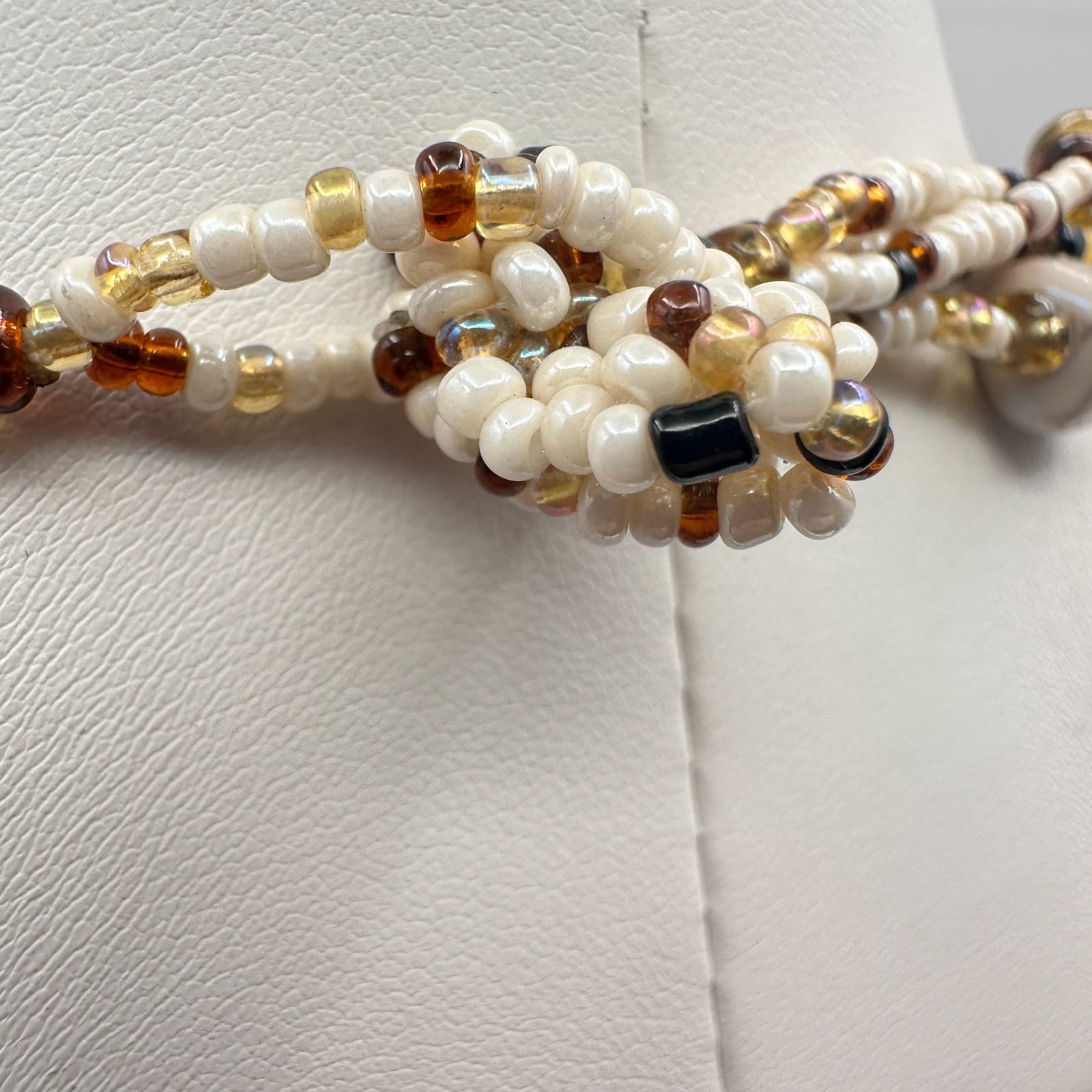 Vintage 90s Multi-Strand Beaded Dangling Tassels Necklace Boho Women's Jewelry - Thumbnail 10