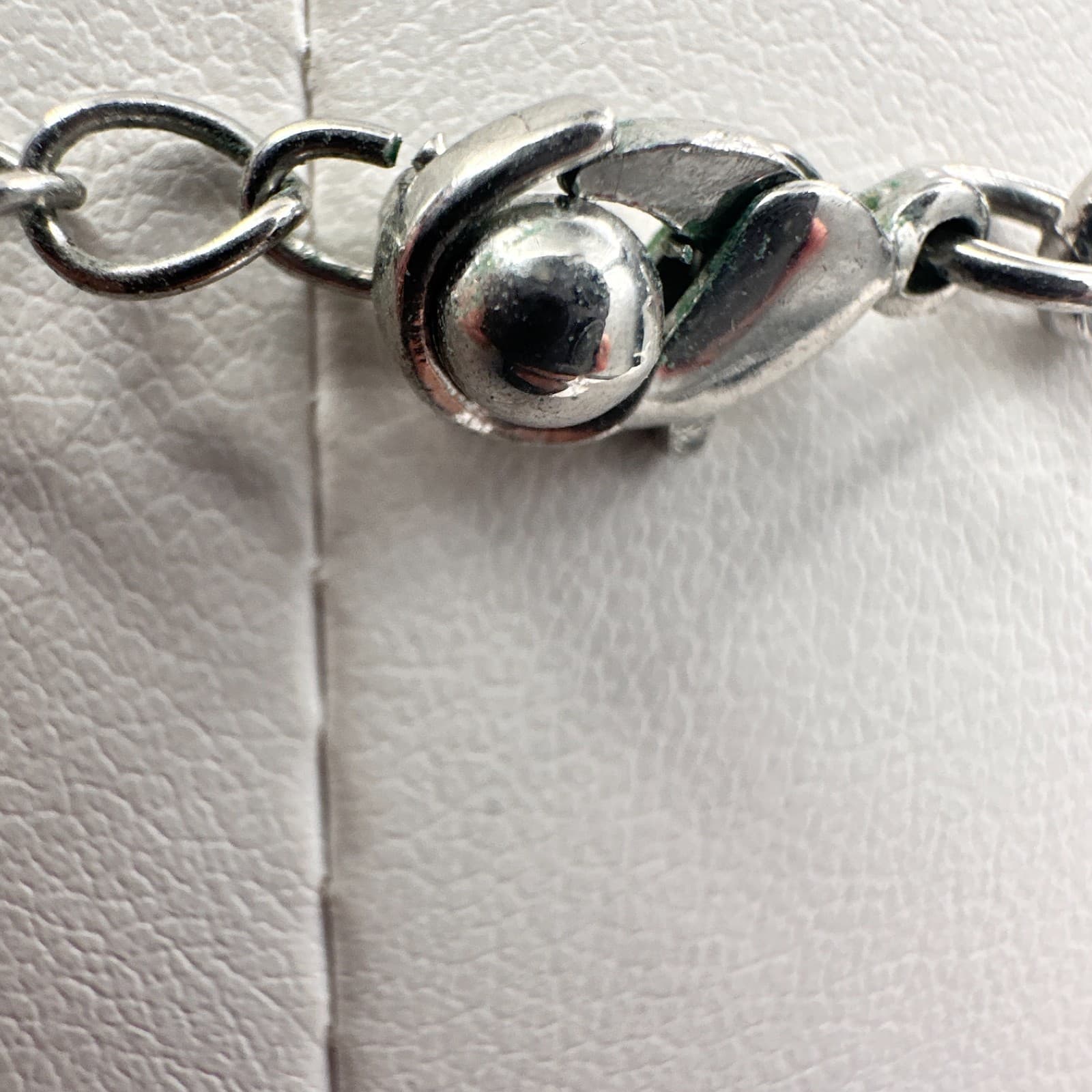 Vintage 90s Geometric Navy Blue Enamel Bib Necklace Silver Tone Hexagon Jewelry - Thumbnail 9