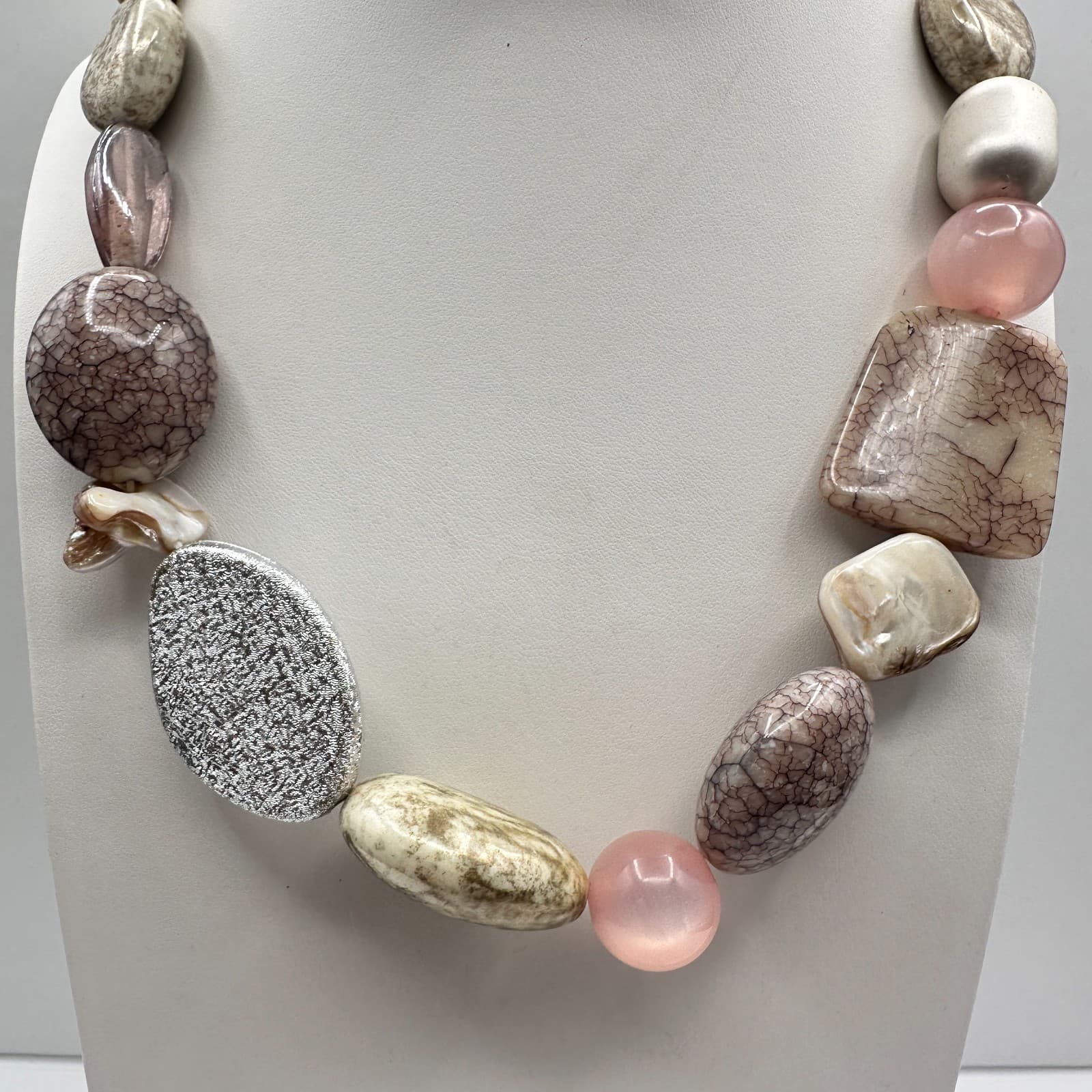 Vintage Y2K Chunky Stone Statement Necklace Boho Women's Classic Jewelry - Thumbnail 2