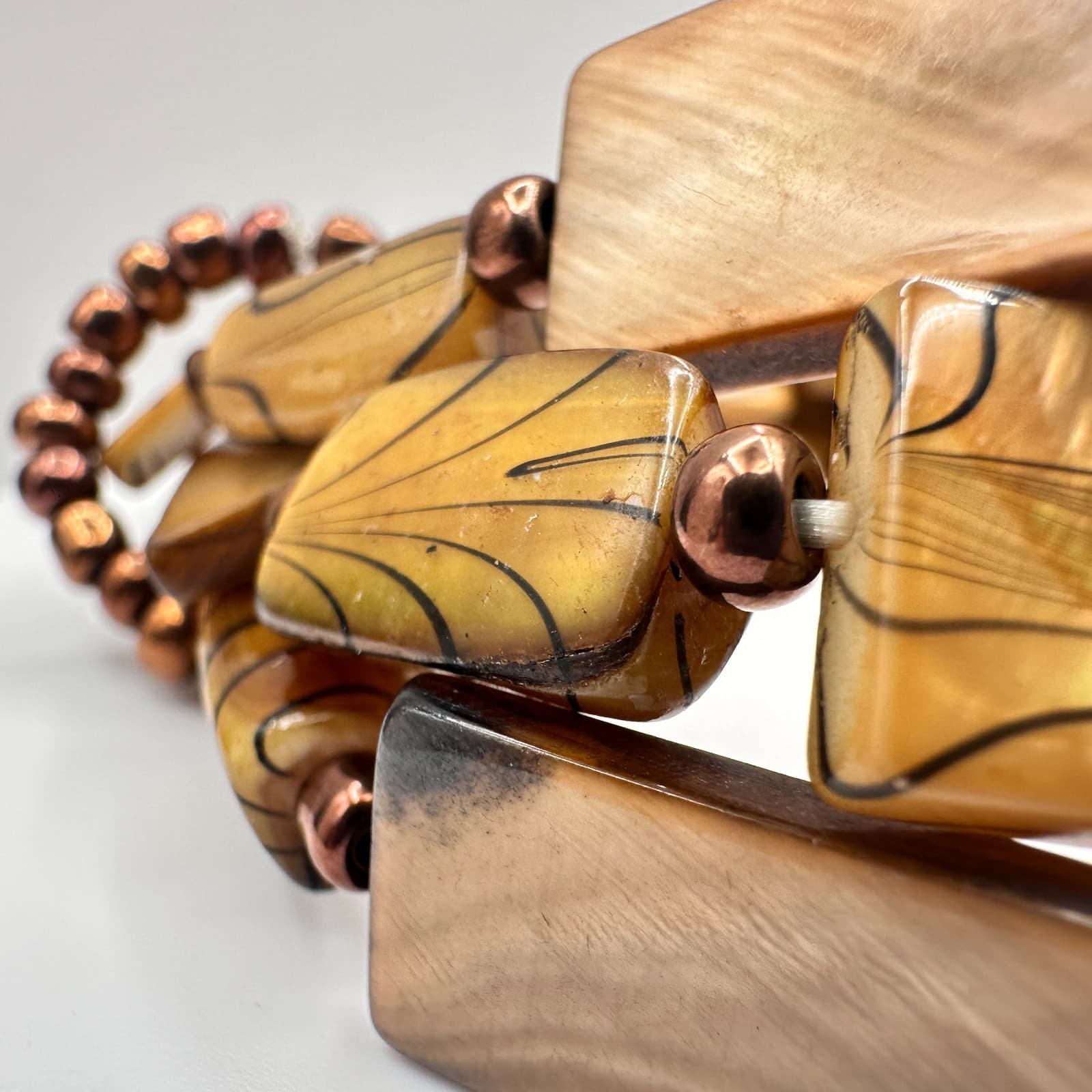 Vintage 90s Multi-Stand Stretch Bracelet Beads Chunky Boho Women's Jewelry - Thumbnail 4