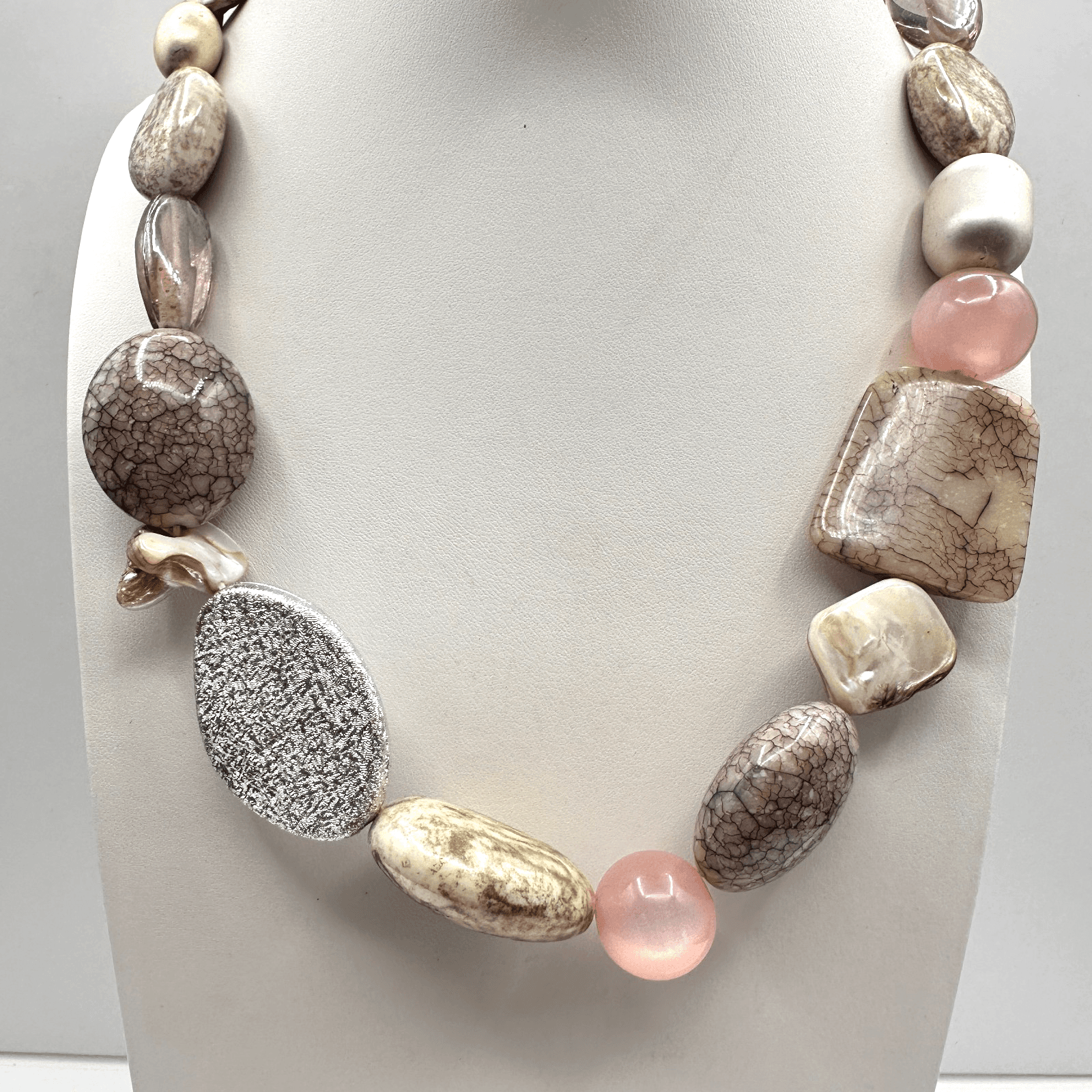 Vintage Y2K Chunky Stone Statement Necklace Boho Women's Classic Jewelry - Image 1