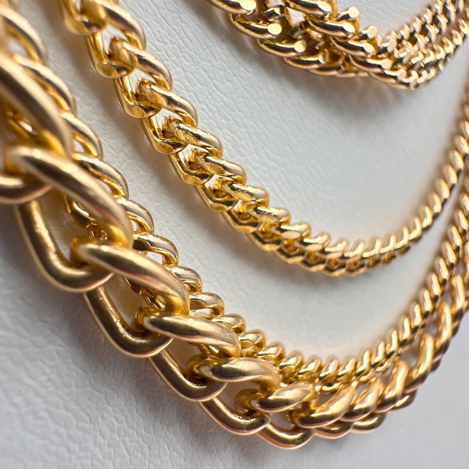 Vintage 90s Gold Tone Multi Layered Chain Necklace Chunky Statement Boho Jewelry - Thumbnail 4