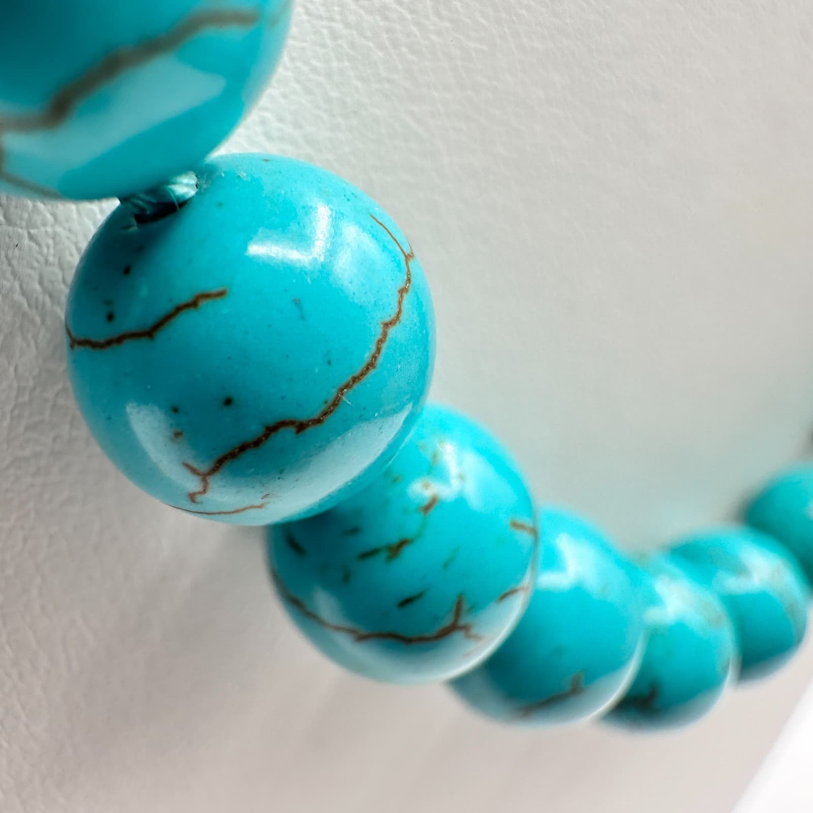 Vintage 90s Turquoise Howlite Beaded Necklace Blue Crystal Statement Jewelry - Thumbnail 4