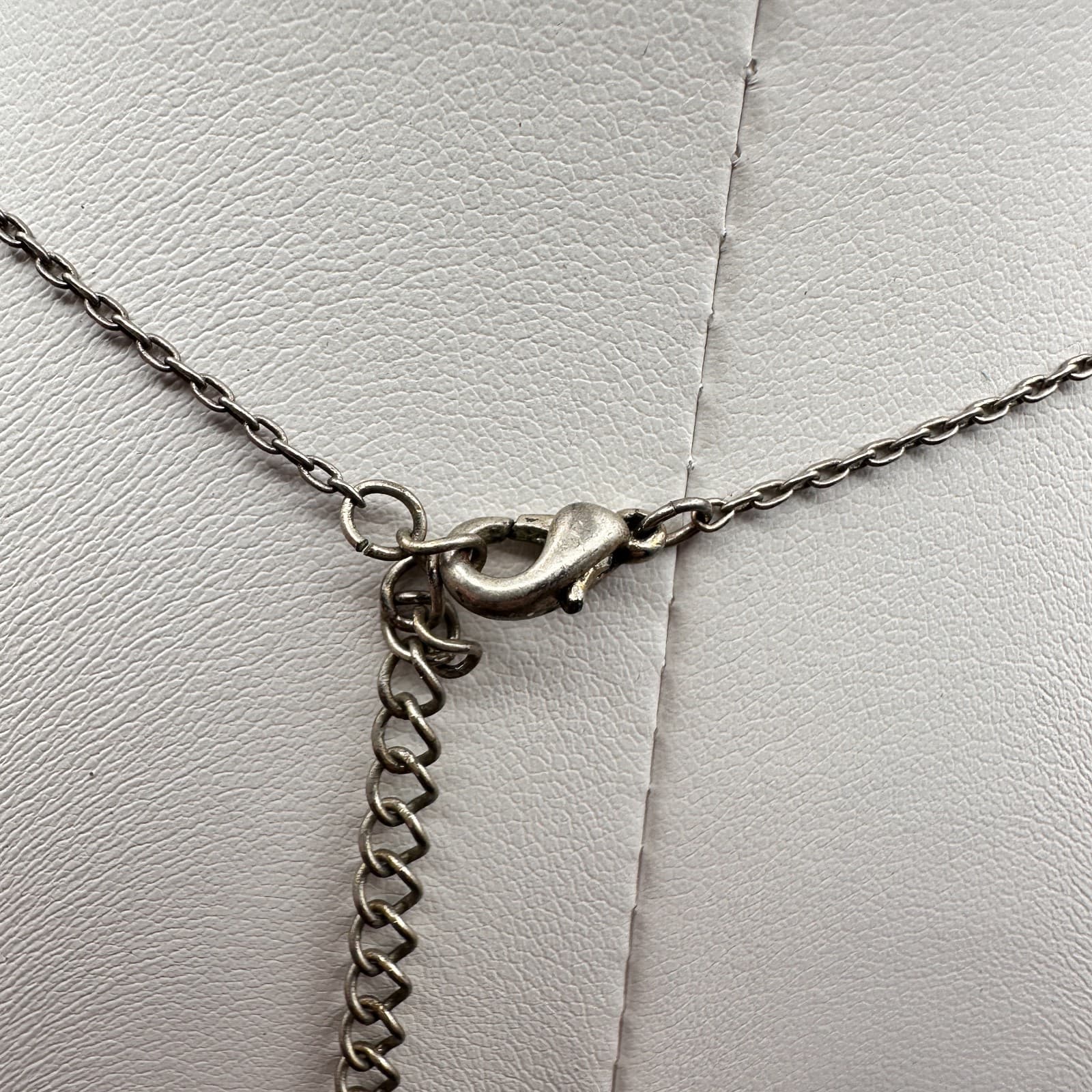 Vintage 90s Capricorn Zodiac Pendant Necklace Silver Tone Clear Rhinestones Boho - Thumbnail 7