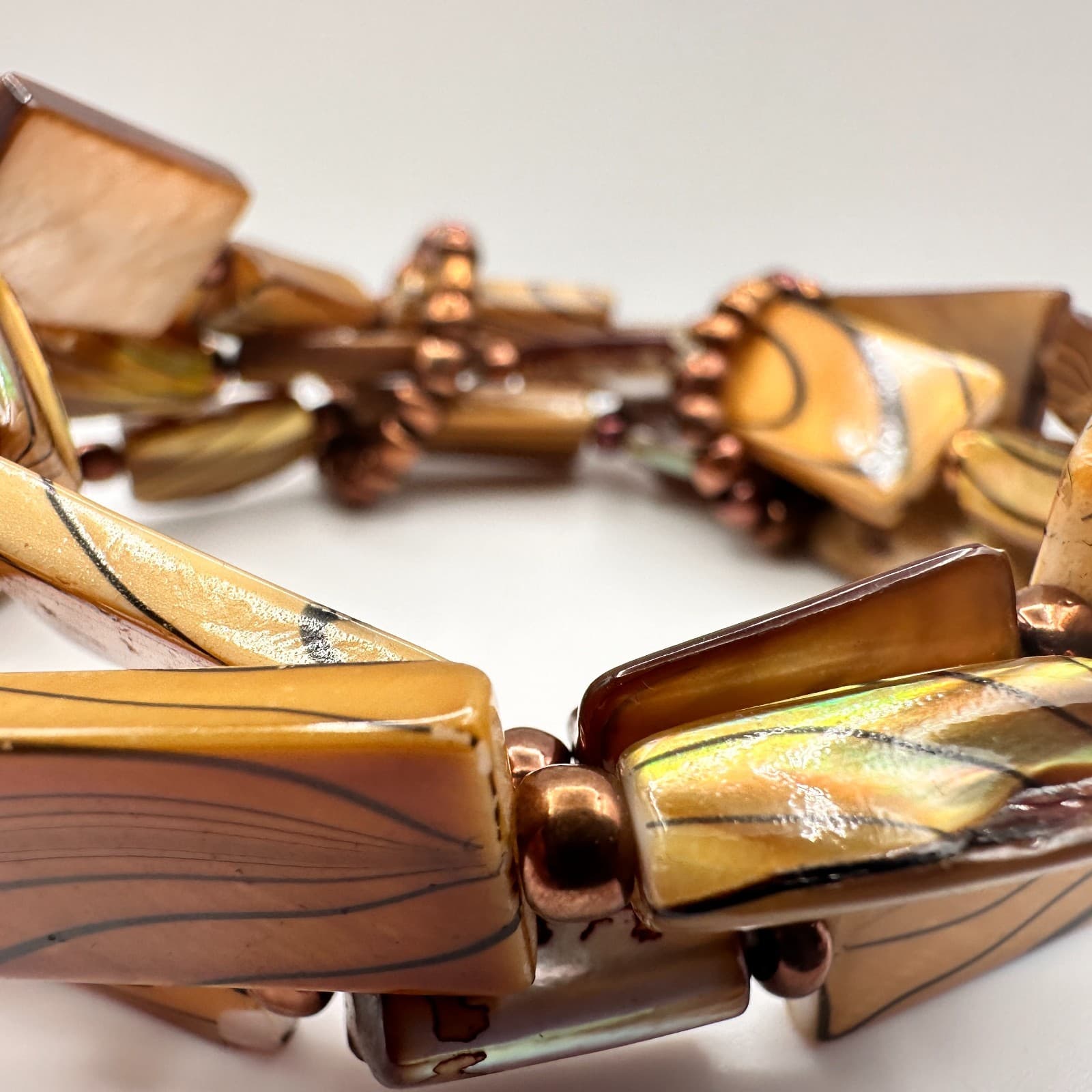 Vintage 90s Multi-Stand Stretch Bracelet Beads Chunky Boho Women's Jewelry - Thumbnail 7