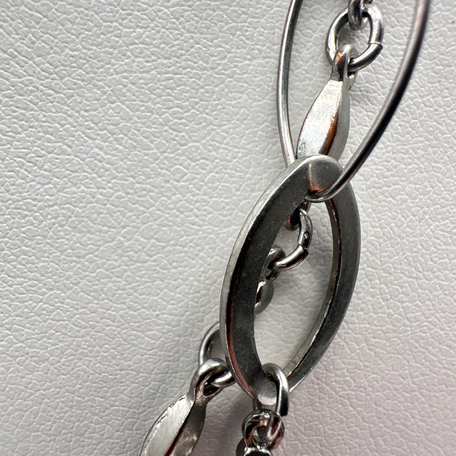 Vintage Y2K Silver Tone Multi Stand Link Necklace Geometric Circle Oval Chain - Thumbnail 7