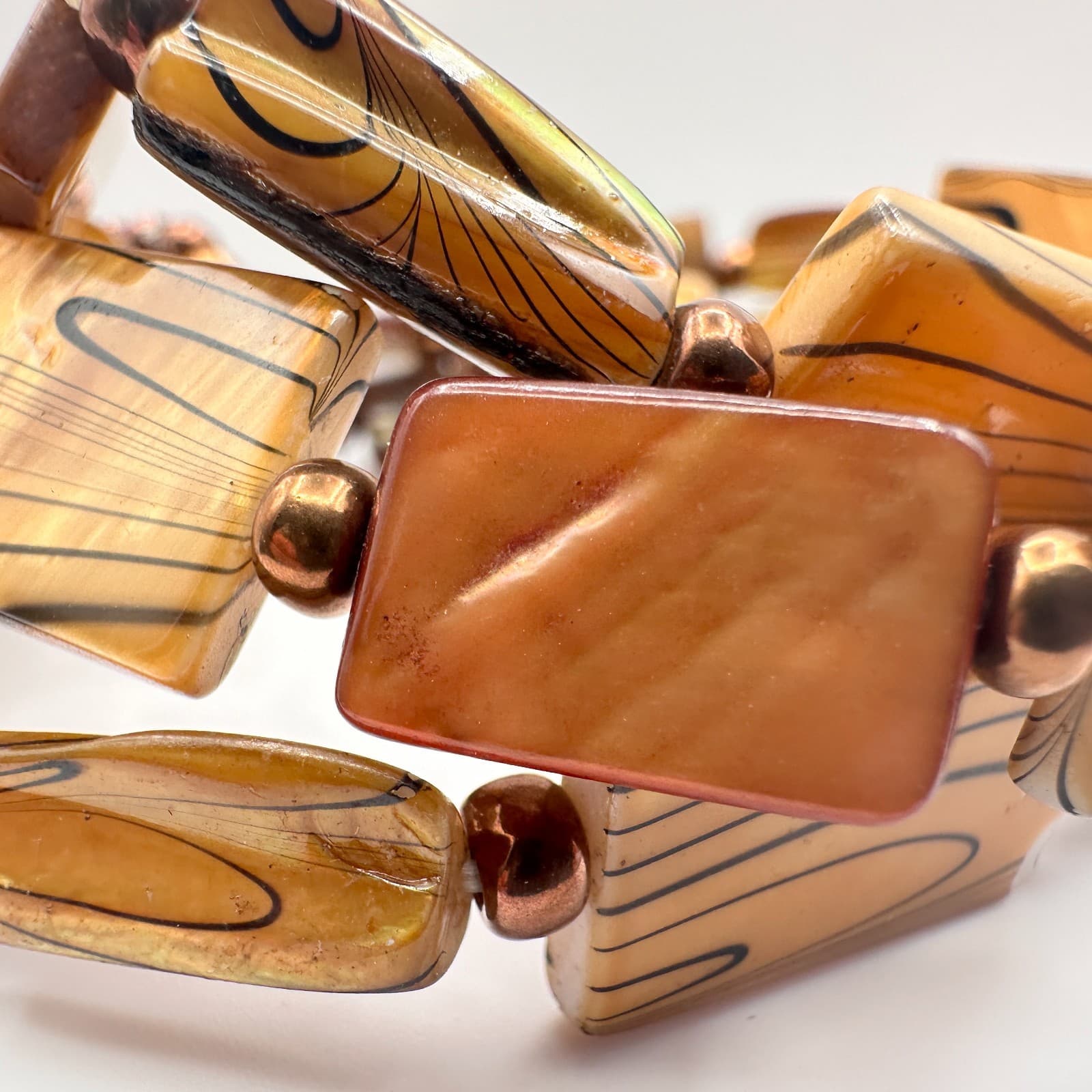 Vintage 90s Multi-Stand Stretch Bracelet Beads Chunky Boho Women's Jewelry - Thumbnail 3