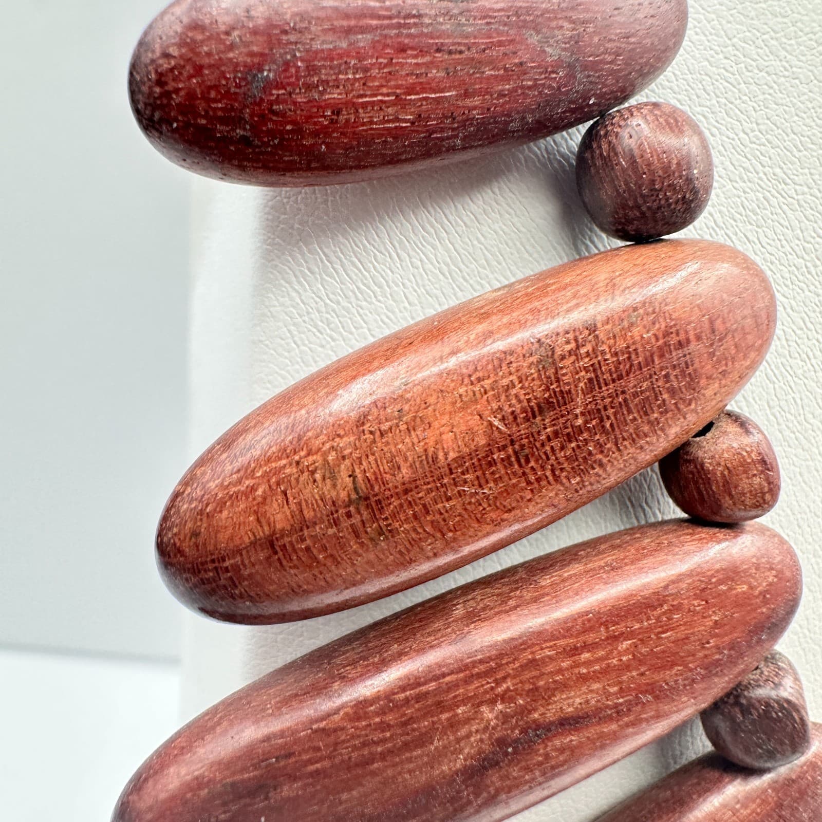 Vintage 90s Wood Spike Necklace Brown Beaded Boho Tribal Fringe Necklace Jewelry - Thumbnail 4