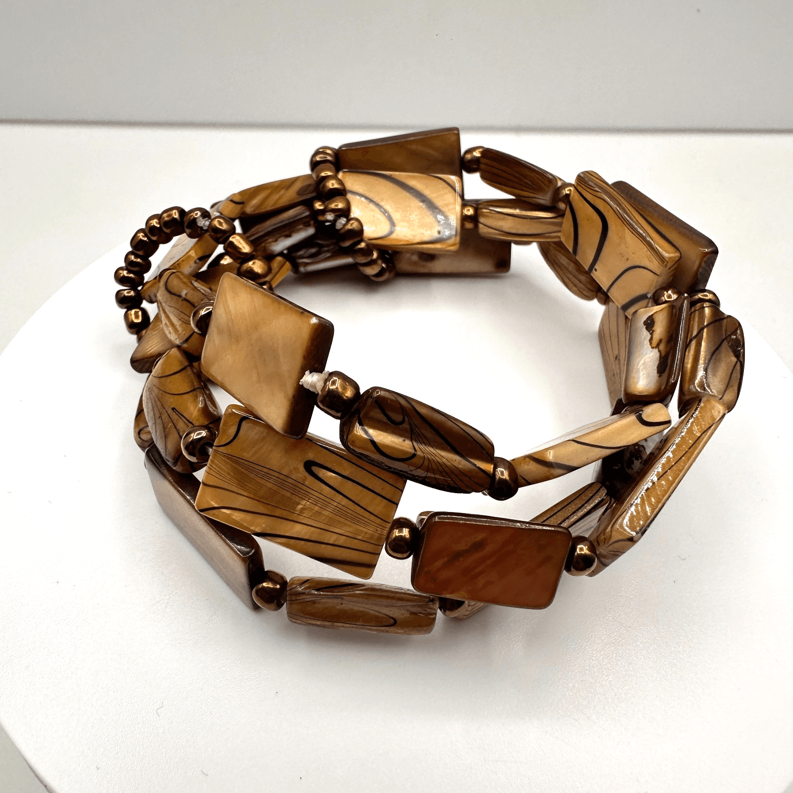 Vintage 90s Multi-Stand Stretch Bracelet Beads Chunky Boho Women's Jewelry - Image 1