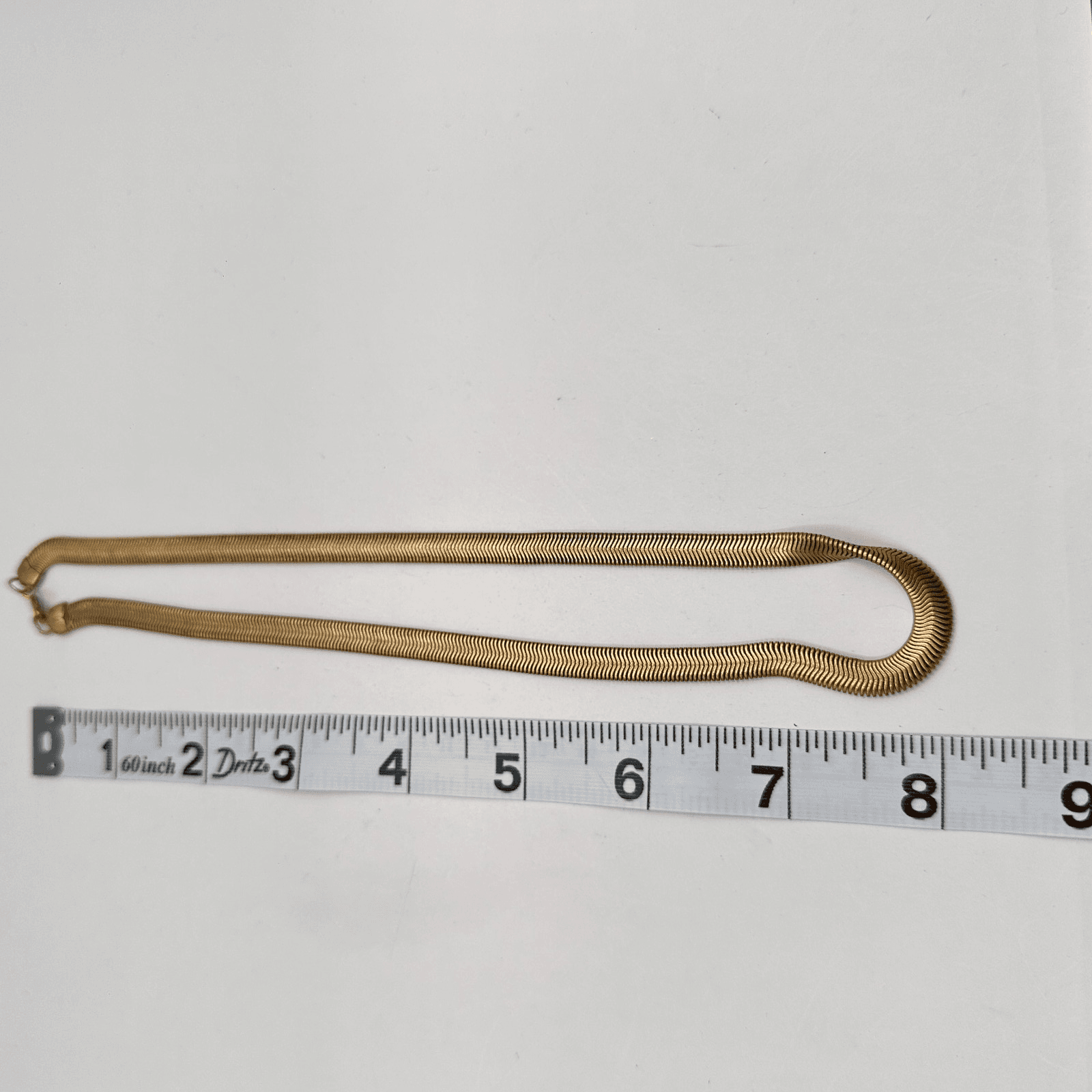 Vintage 90s Gold Tone Herringbone Cobra Link Necklace Flat Wavy Snake Chain - Thumbnail 9