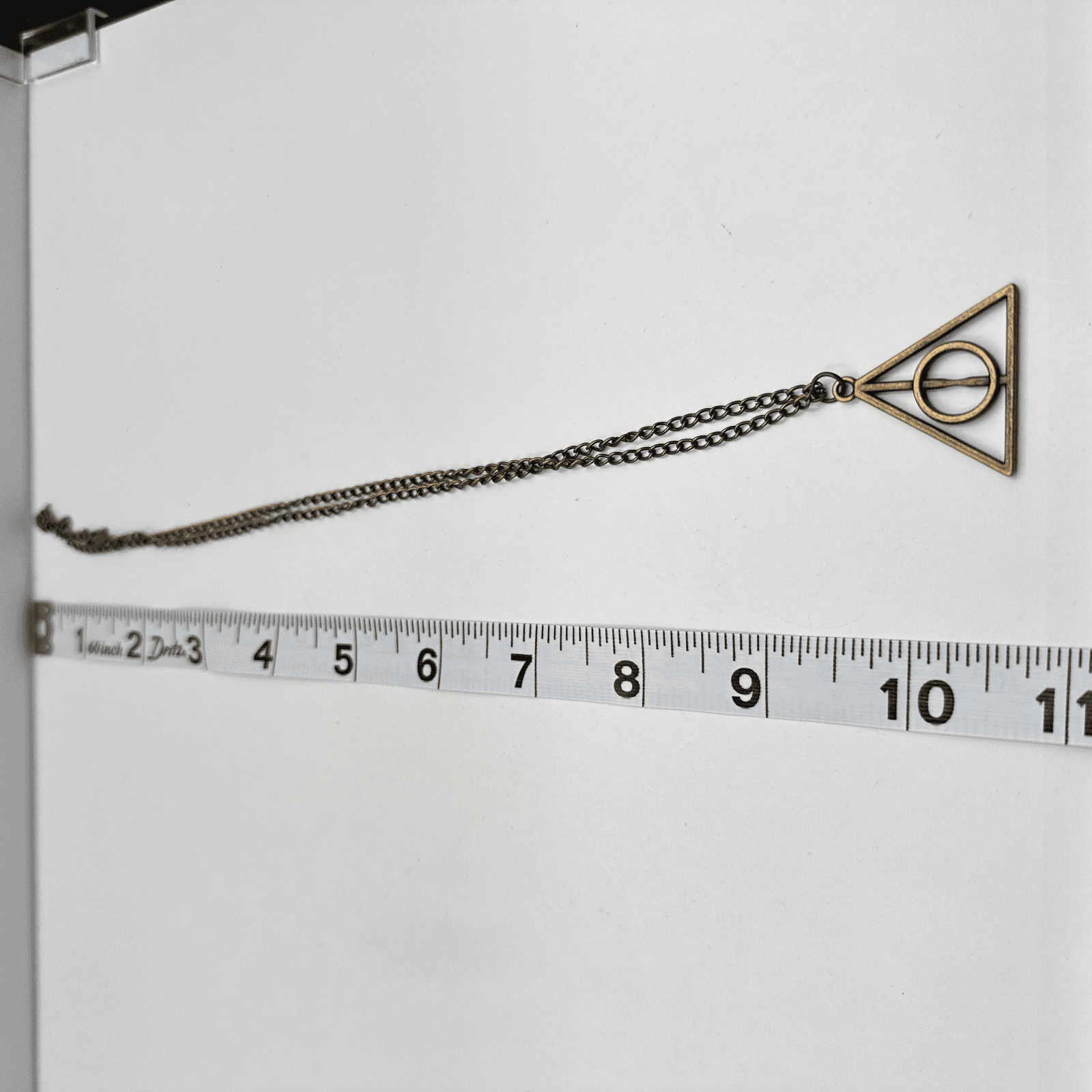 Vintage 90s Harry Potter Deathly Hallows Pendant Necklace Bronze Tone Jewelry - Thumbnail 7