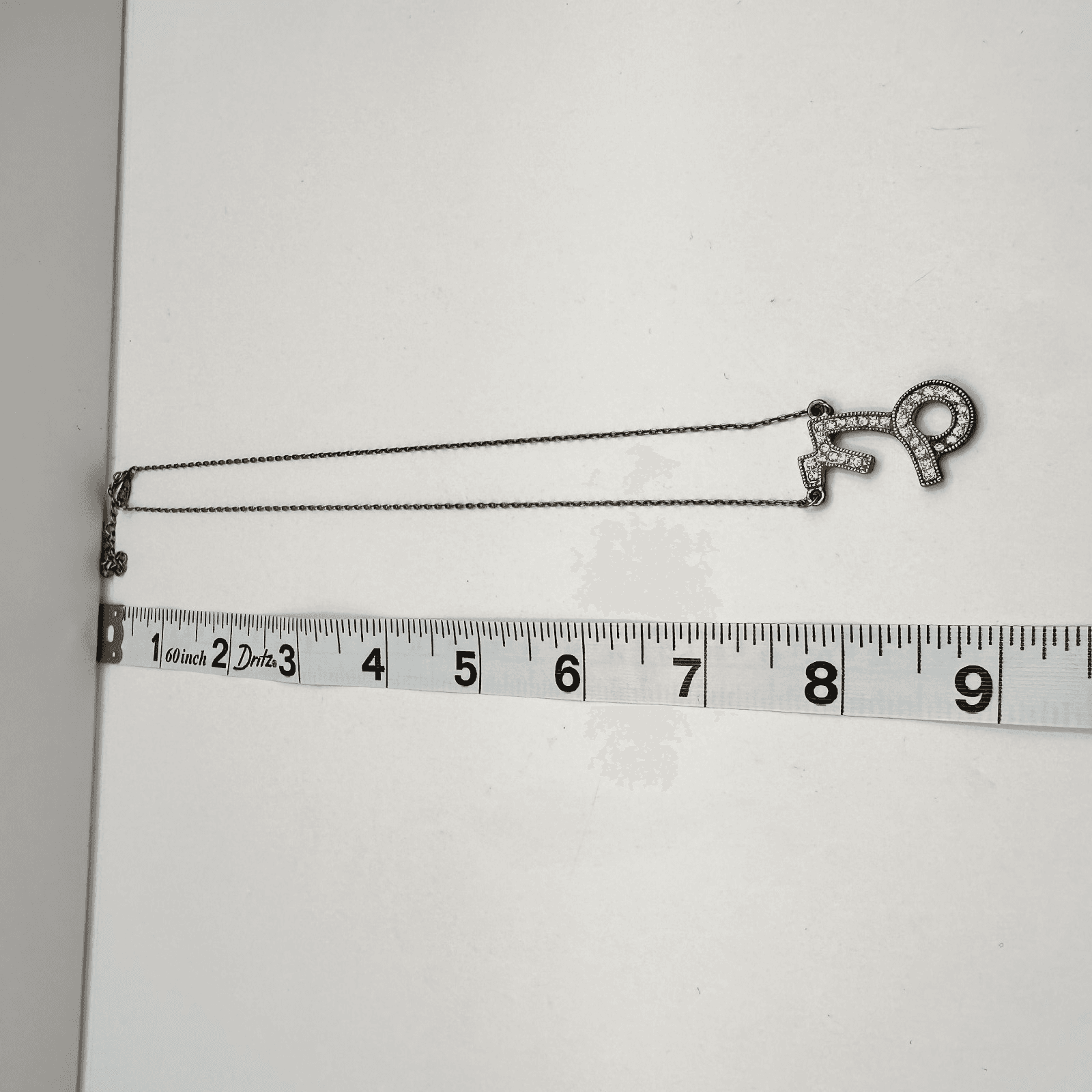 Vintage 90s Capricorn Zodiac Pendant Necklace Silver Tone Clear Rhinestones Boho - Thumbnail 8