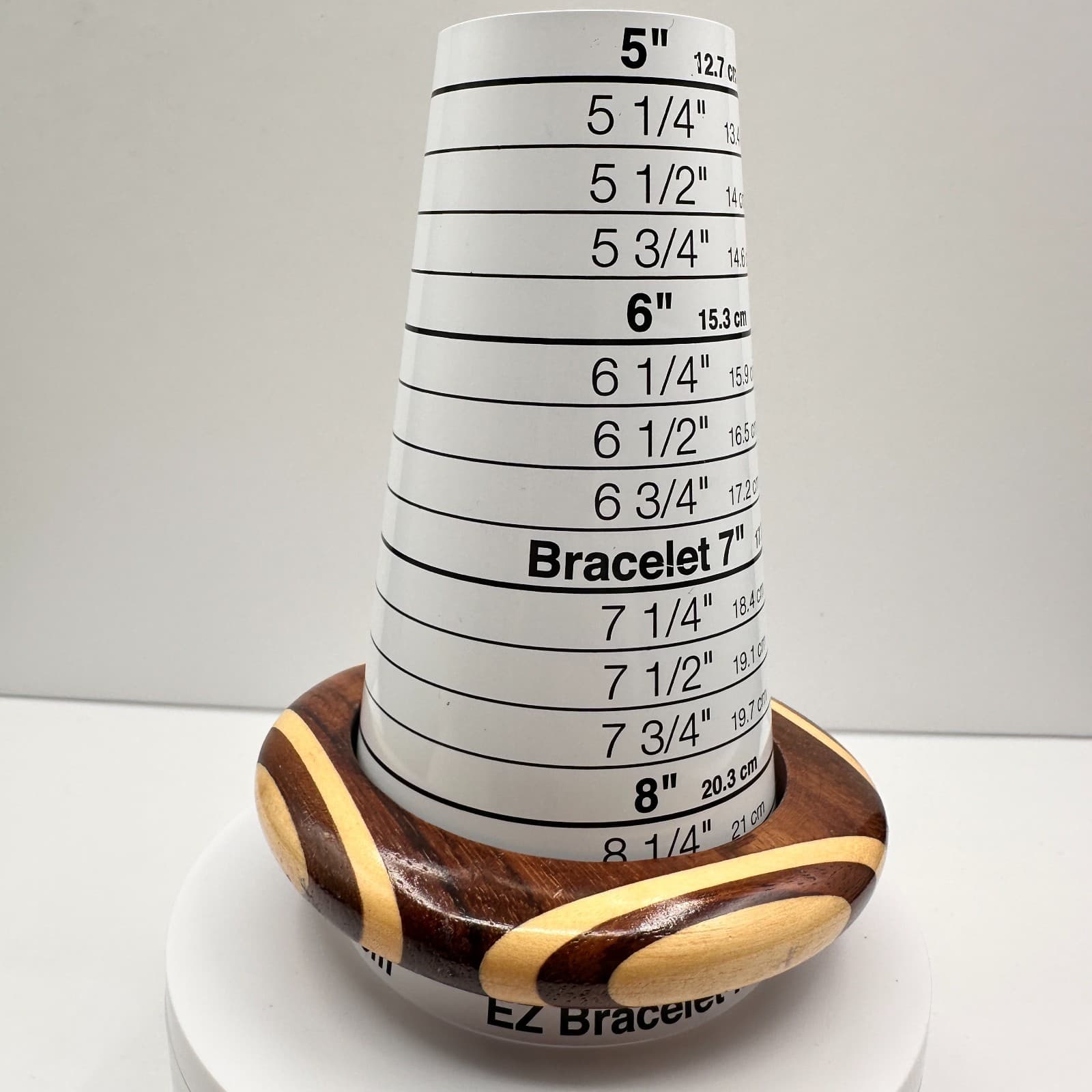 Vintage 90s Wooden Bracelet Chunky Inlaid Striped Boho Statement Women's Jewelry - Thumbnail 7