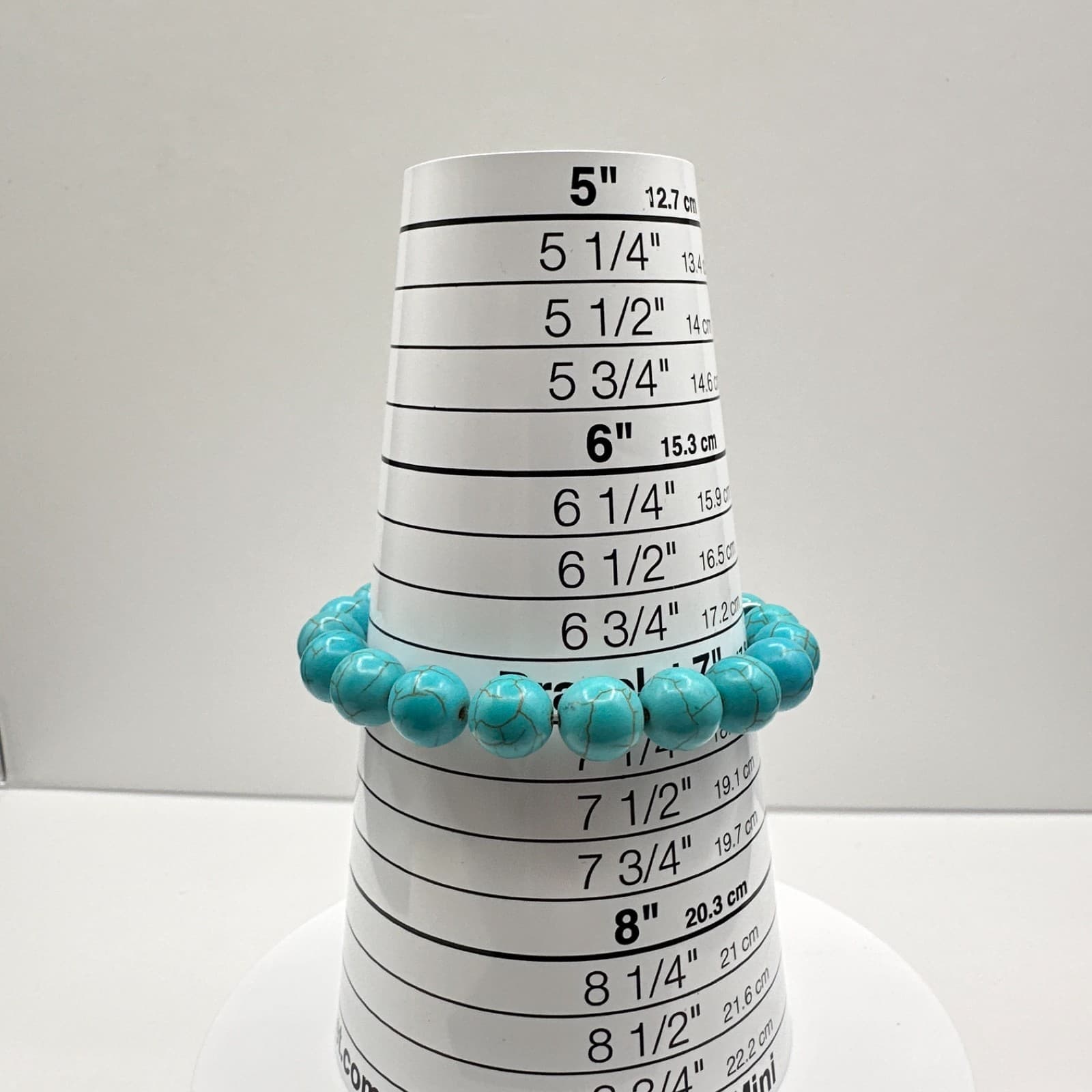 Vintage 90s Turquoise Bead Bracelet Charms Cross Christ Quote Rhinestone Jewelry - Thumbnail 8