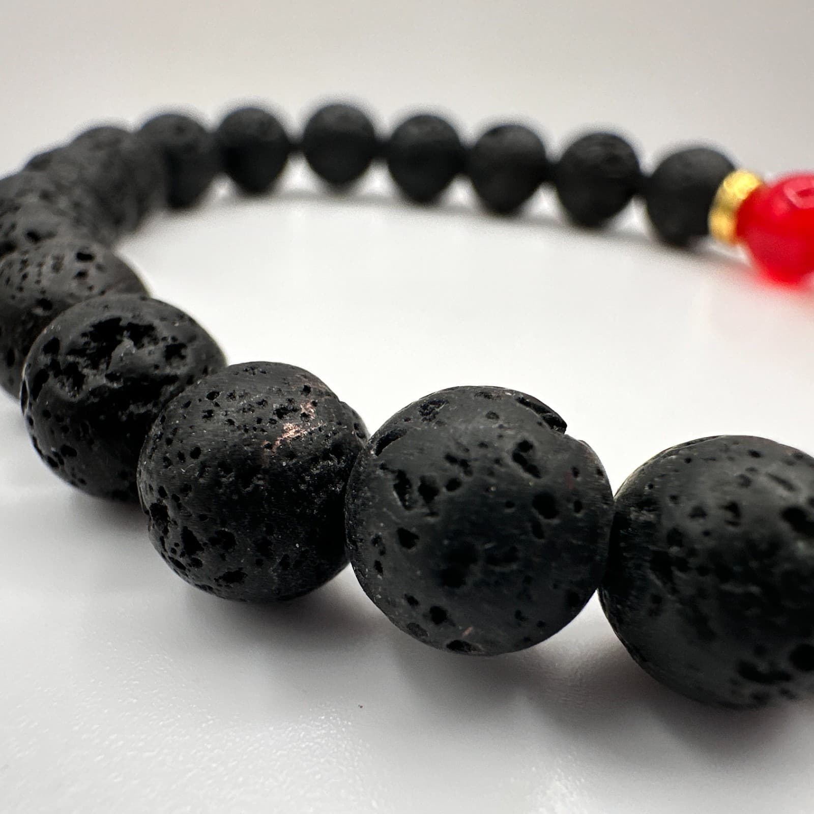 Vintage 90s 7 Chakra Healing Bracelet Lava Rock Stone Beads Women's Jewelry - Thumbnail 4
